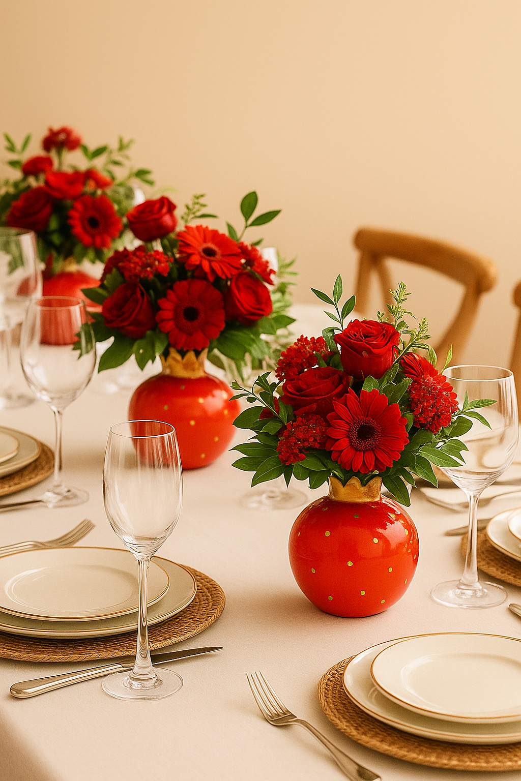 Mulberry Pomegranate Vase Accent with Gold Detailing