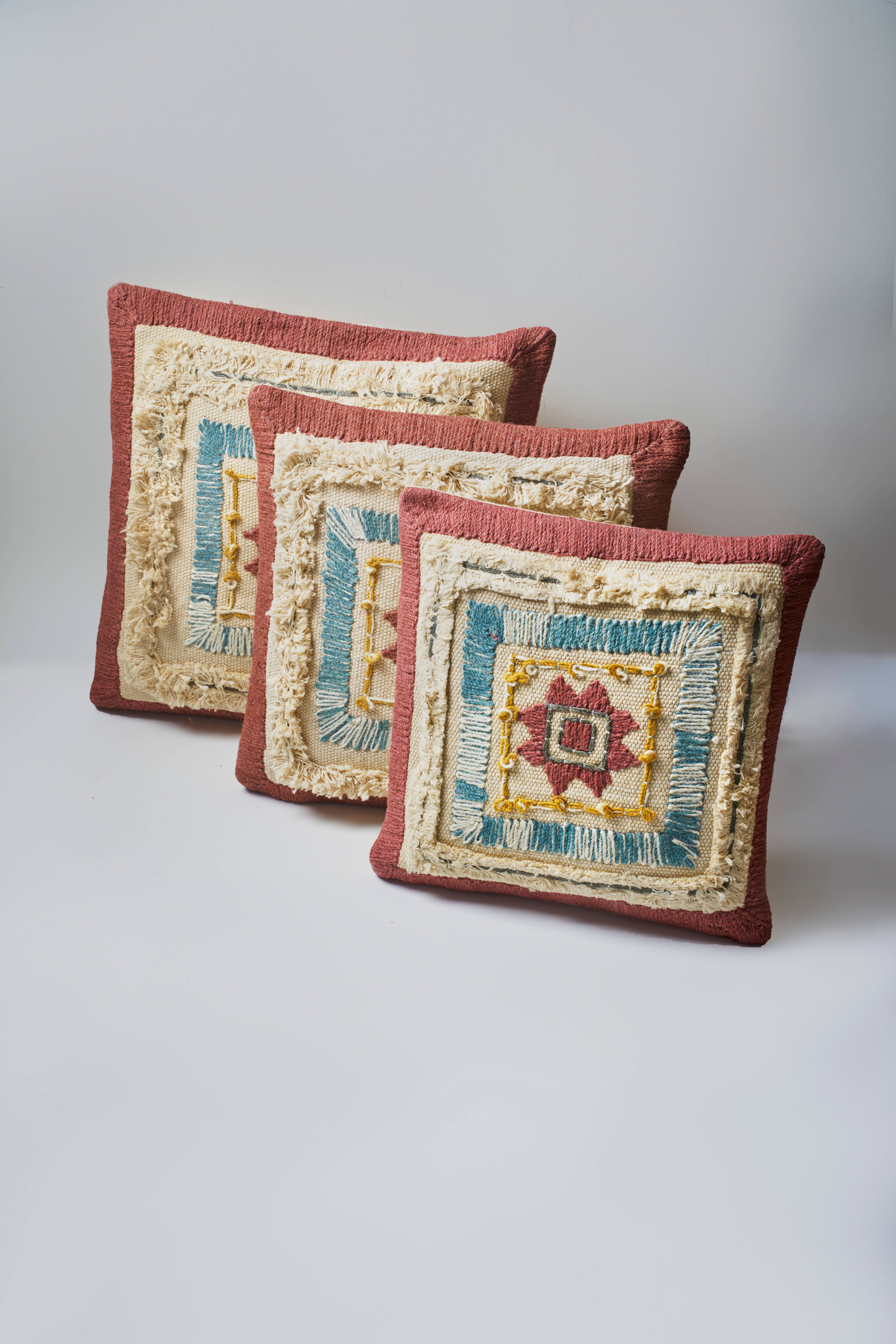 Multicolor Embroidery Cotton Cushion with filler- Small