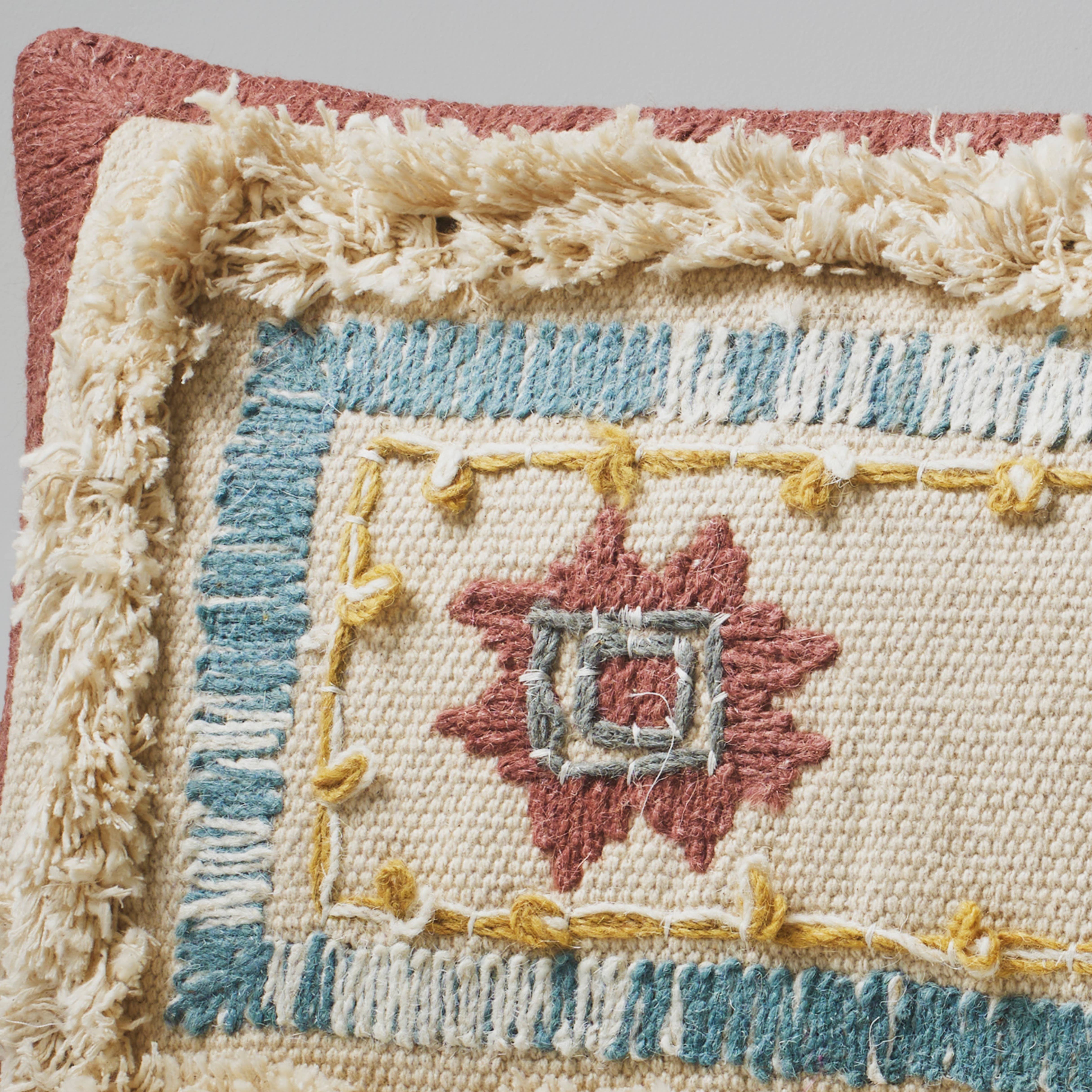 Multi-color Embroidery Cotton Cushion with filler