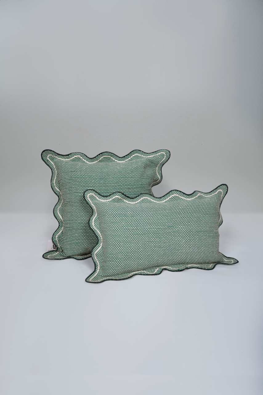 Teal Scallop Wave Lumbar Cushion