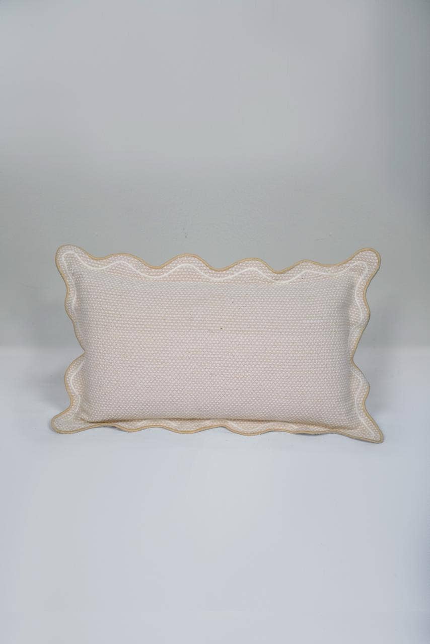 Ivory Scallop Wave Lumbar Cushion