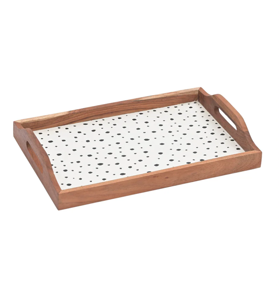 Monochrome Dots Tray with handles