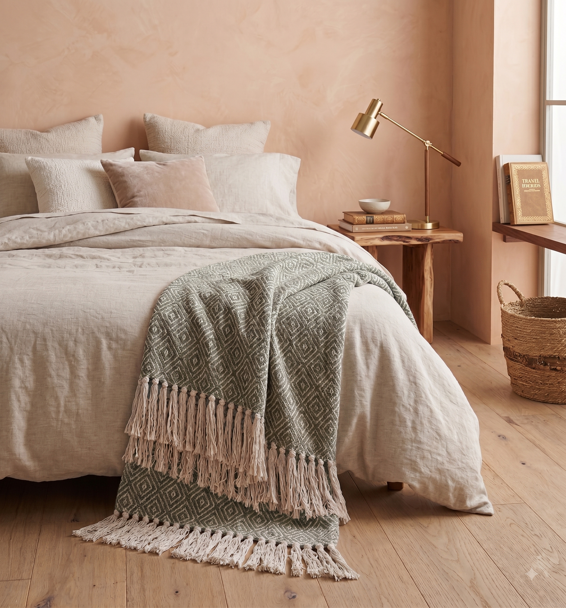 Pre-Order Sage Green Diamond Cotton Throw
