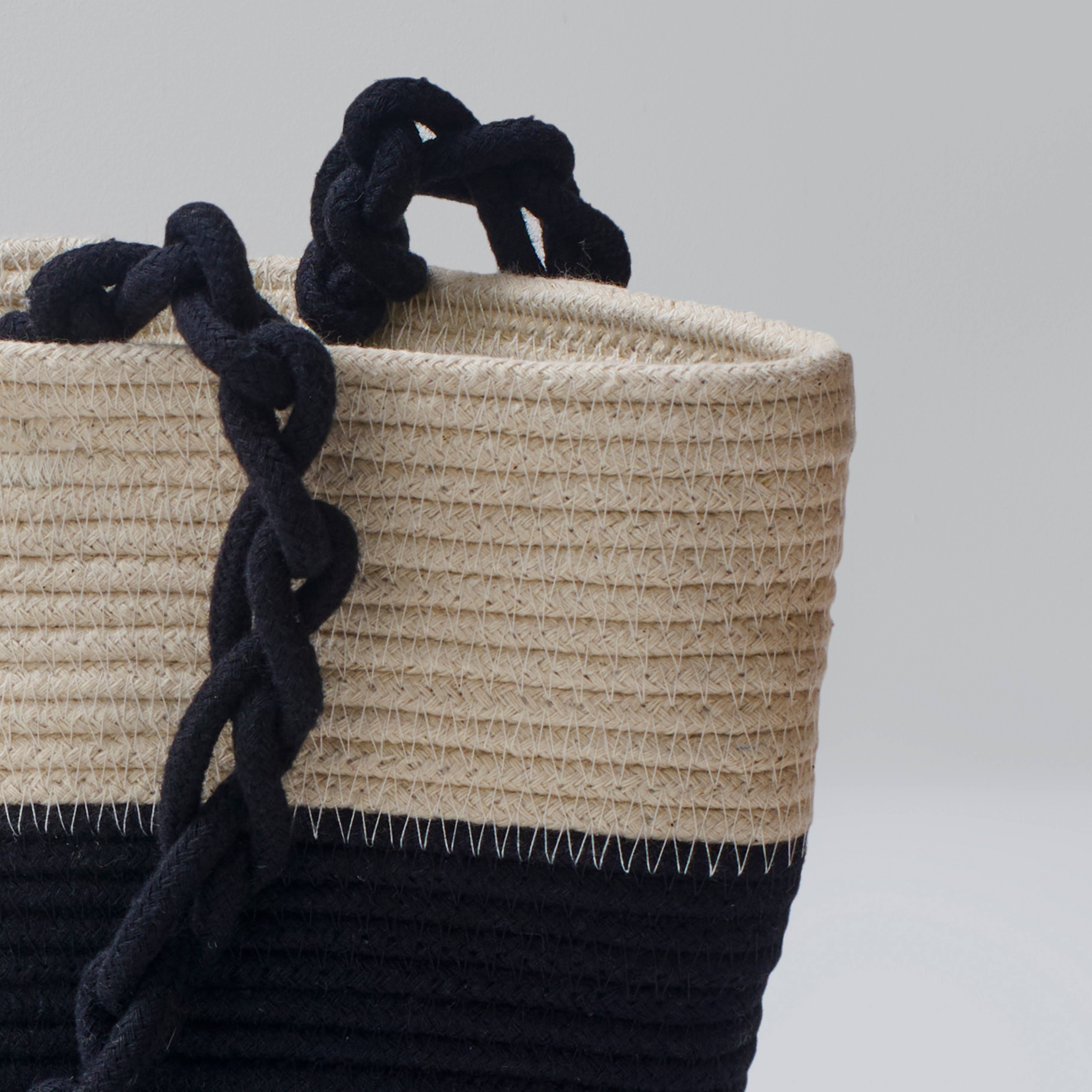 Three-striped handbag with Braided Handles