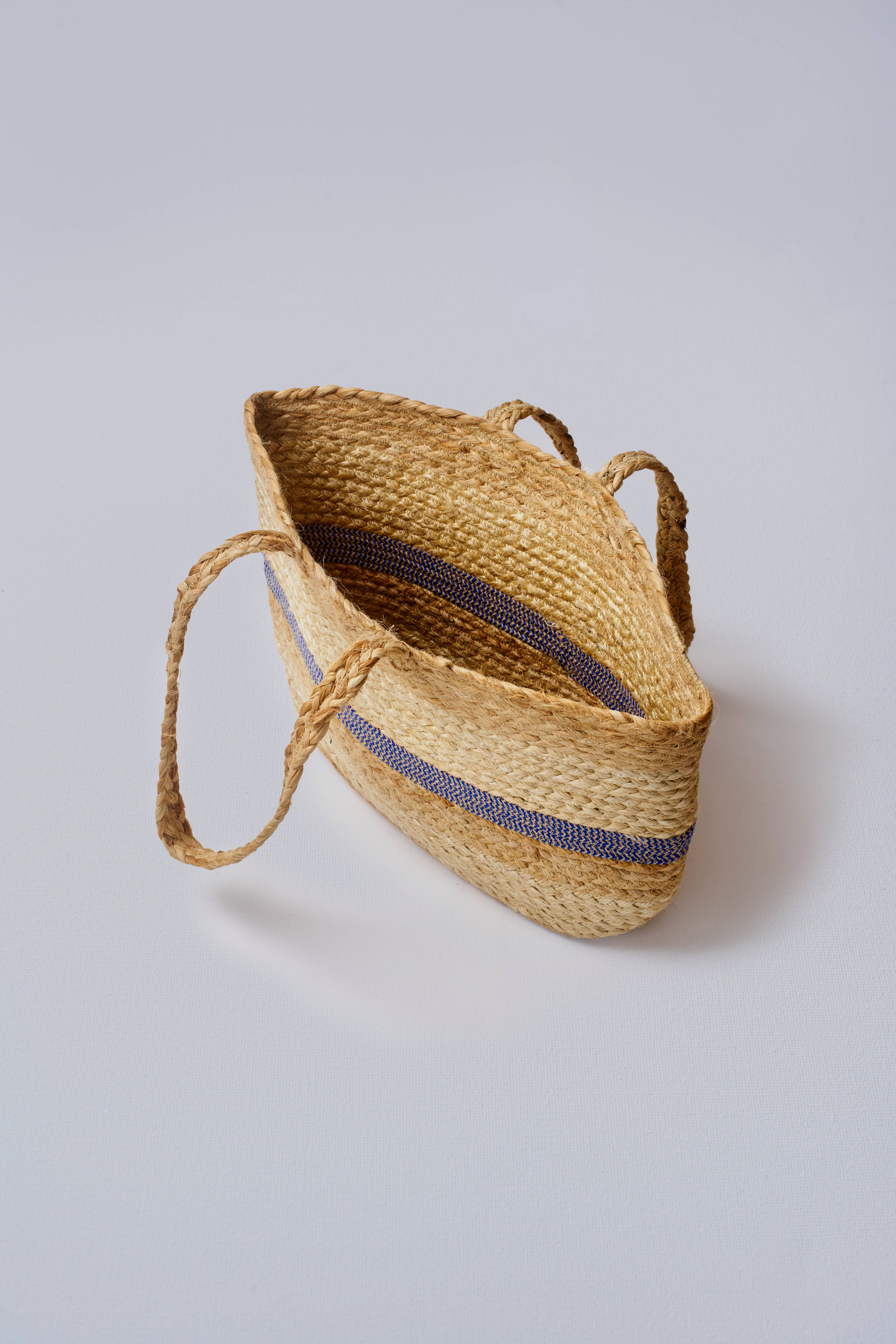 Striped Shoulder Bag with Braided Handles
