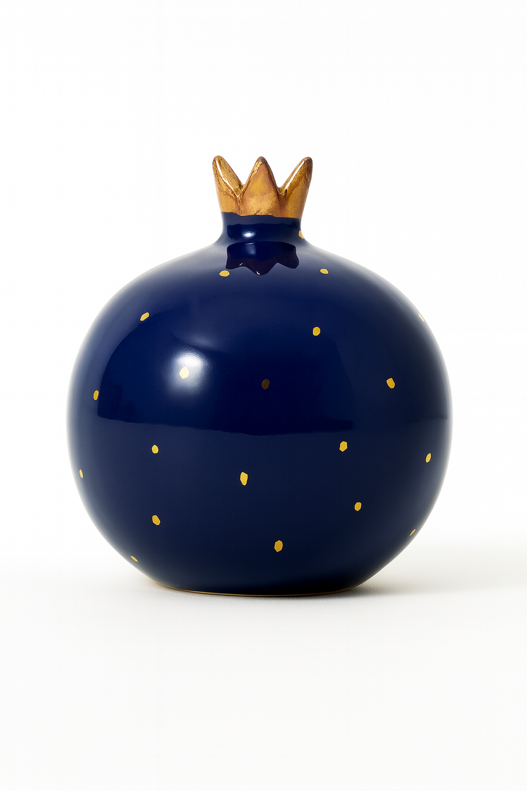 Cobalt Blue Sparkling Pomegranate Vase with Gold Detailing - Small