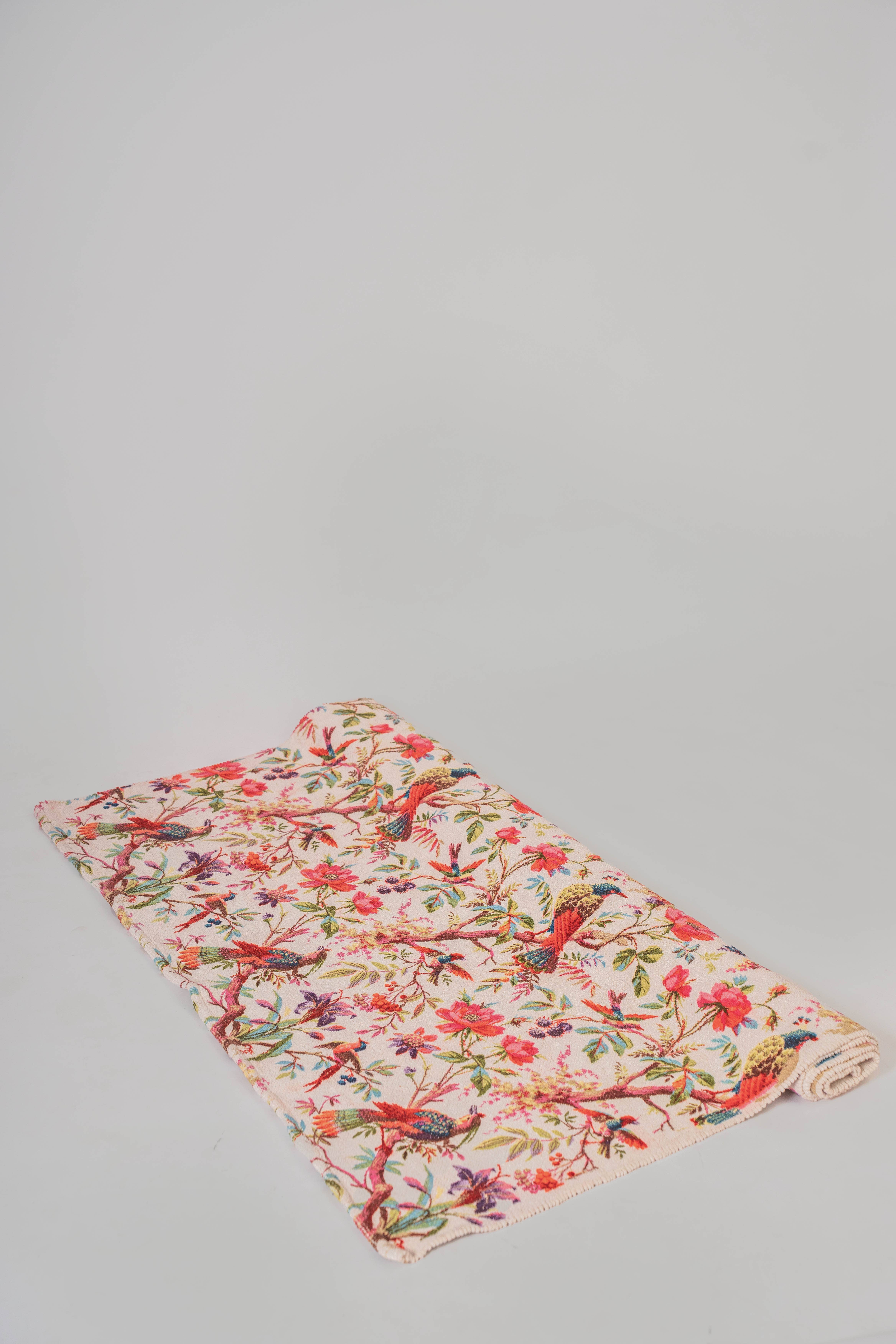 Ivory Birds & Blooms Cotton Velvet Rug