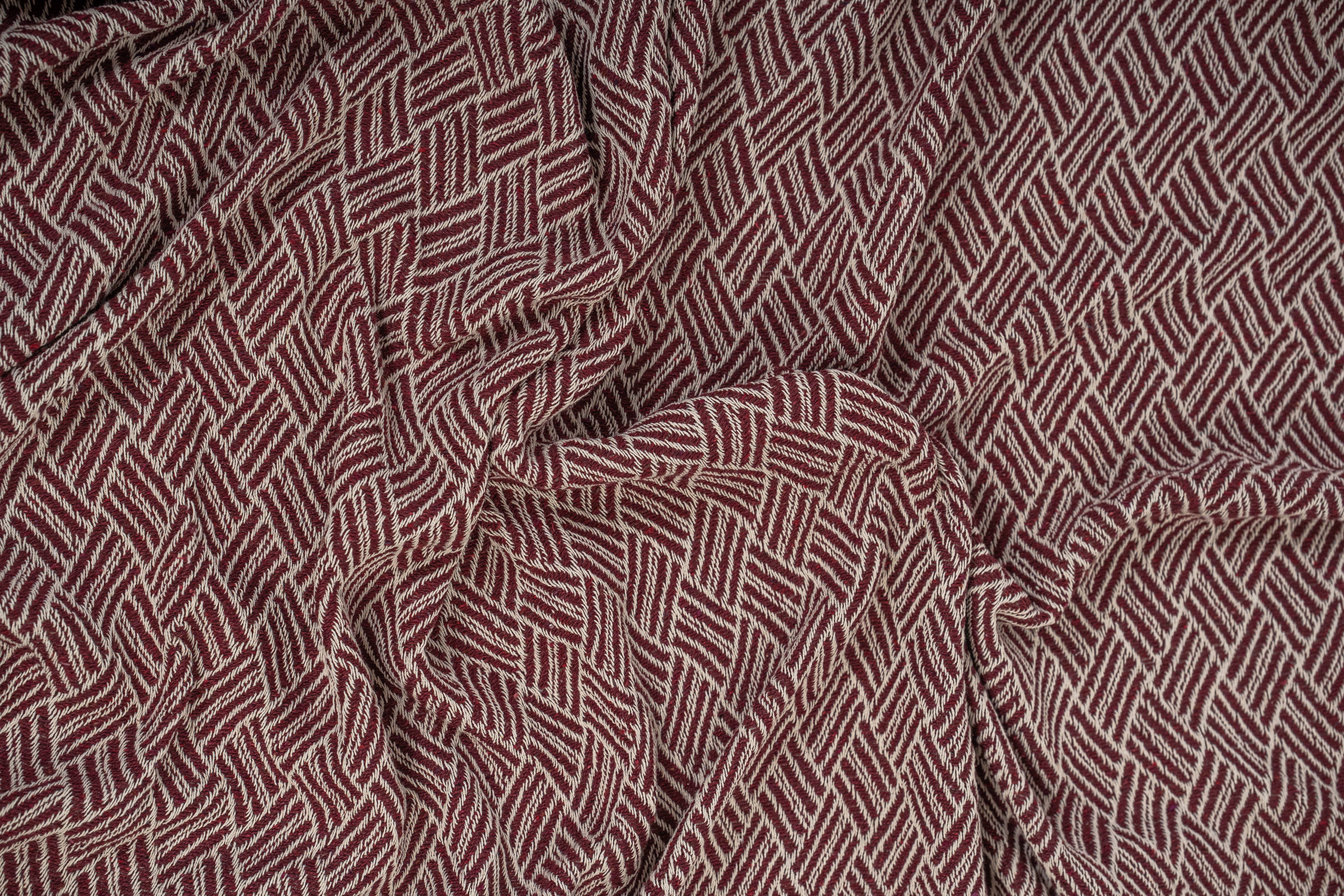 Soft-recycled Cotton Handwoven Throws - Burgundy