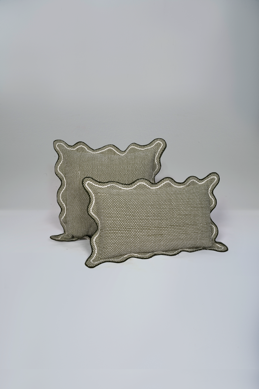Sage Green Scallop Wave Lumbar Cushion