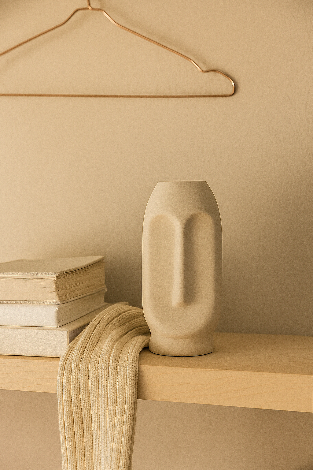 Abstract Face Vase – Sculptural Ivory Accent