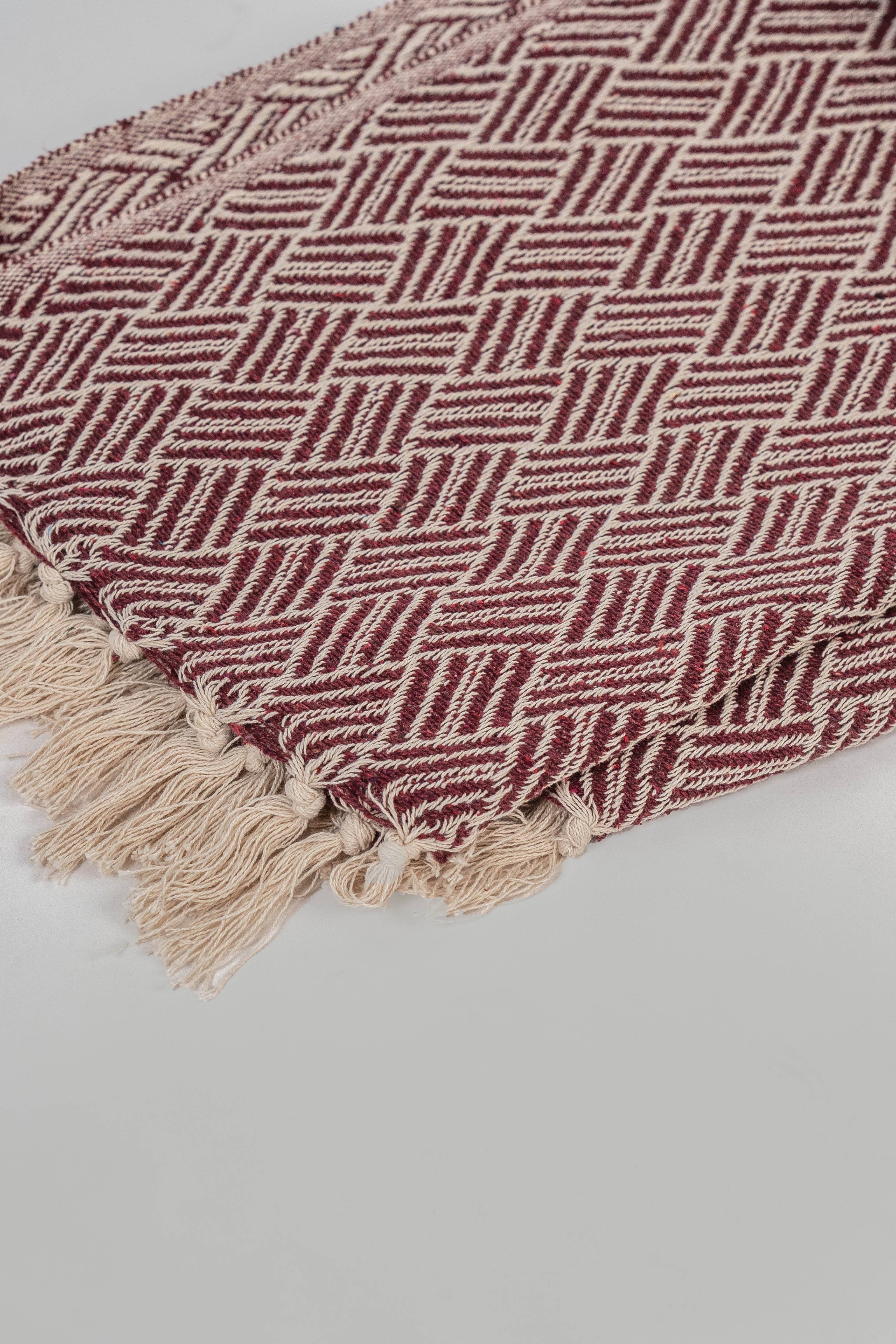 Soft-recycled Cotton Handwoven Throws - Burgundy