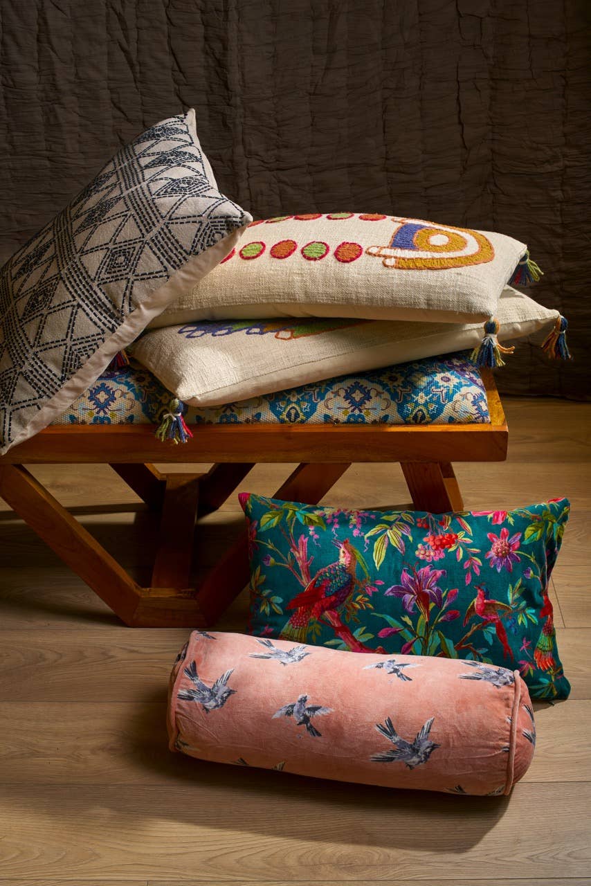 Symmetry Bloom Embroidered Cushion with filler