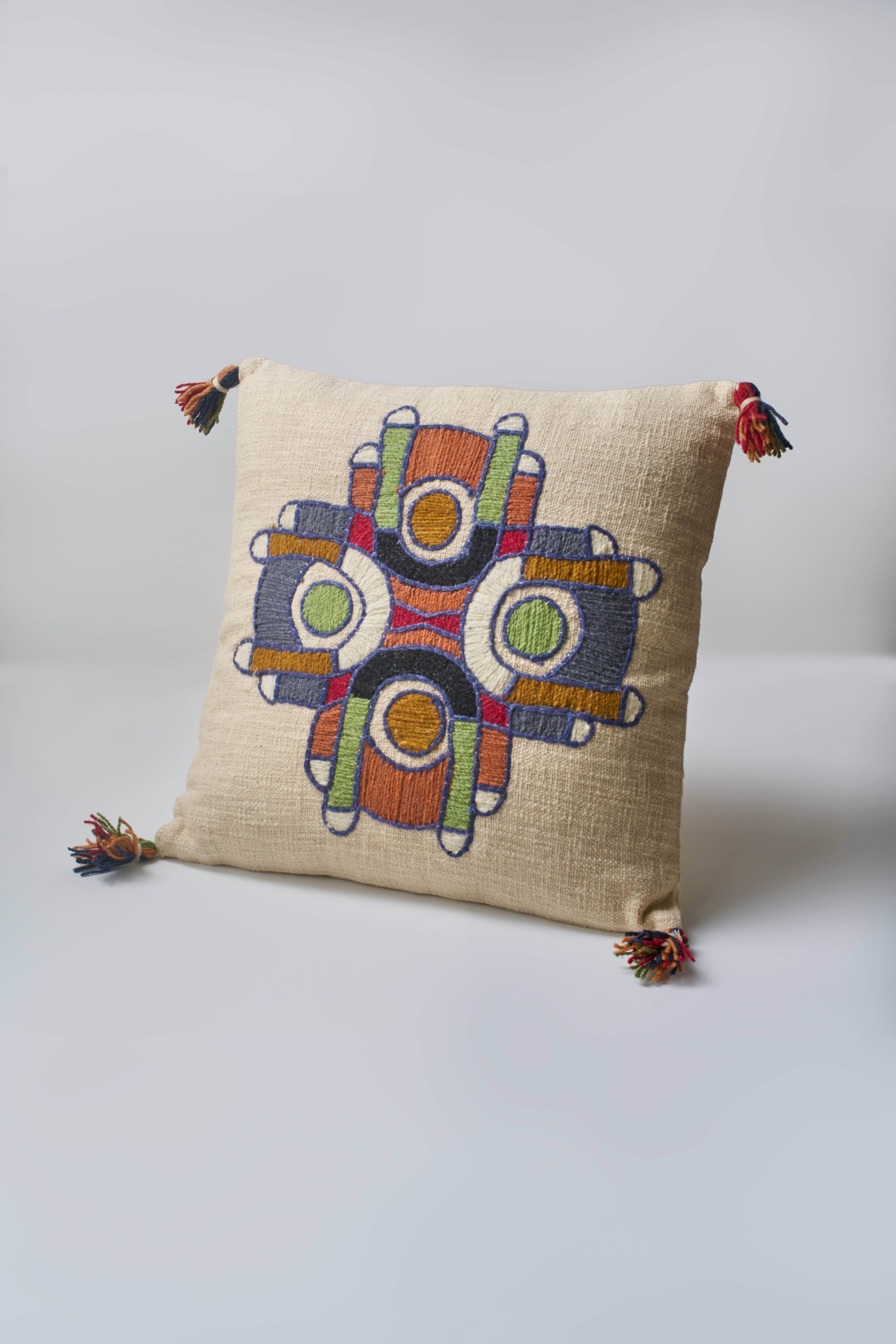 Embroidered Geometric Cushion with filler