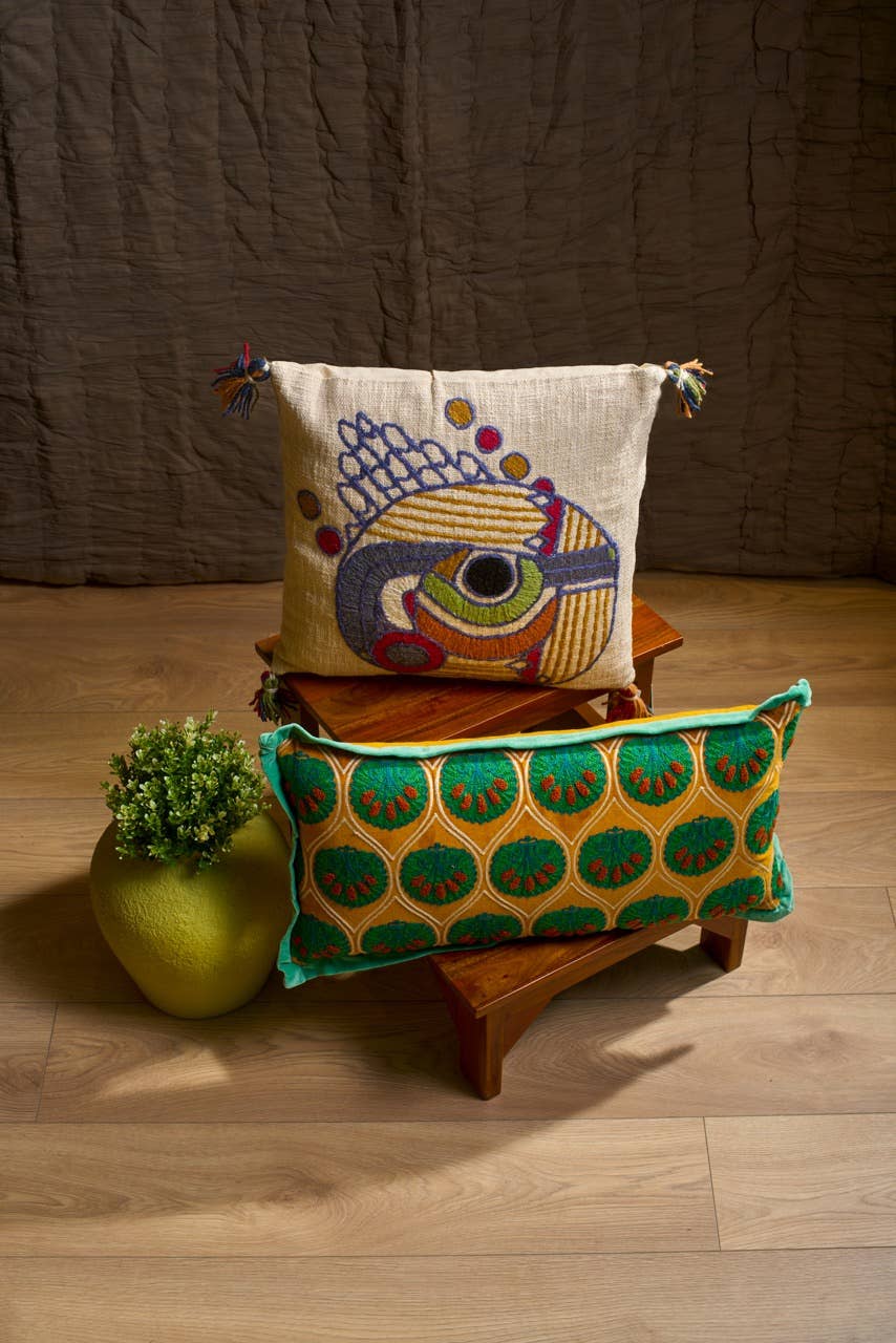 Embroidered Abstract Design Cushion with filler