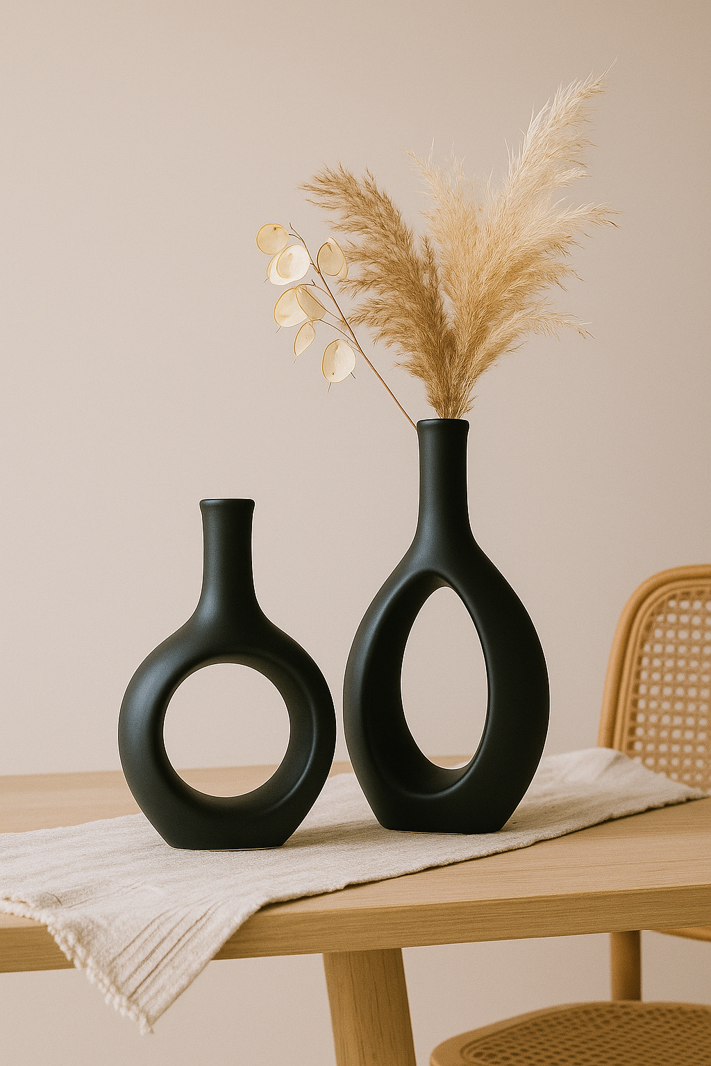Modern Black Ceramic Sculptural Vase - Small
