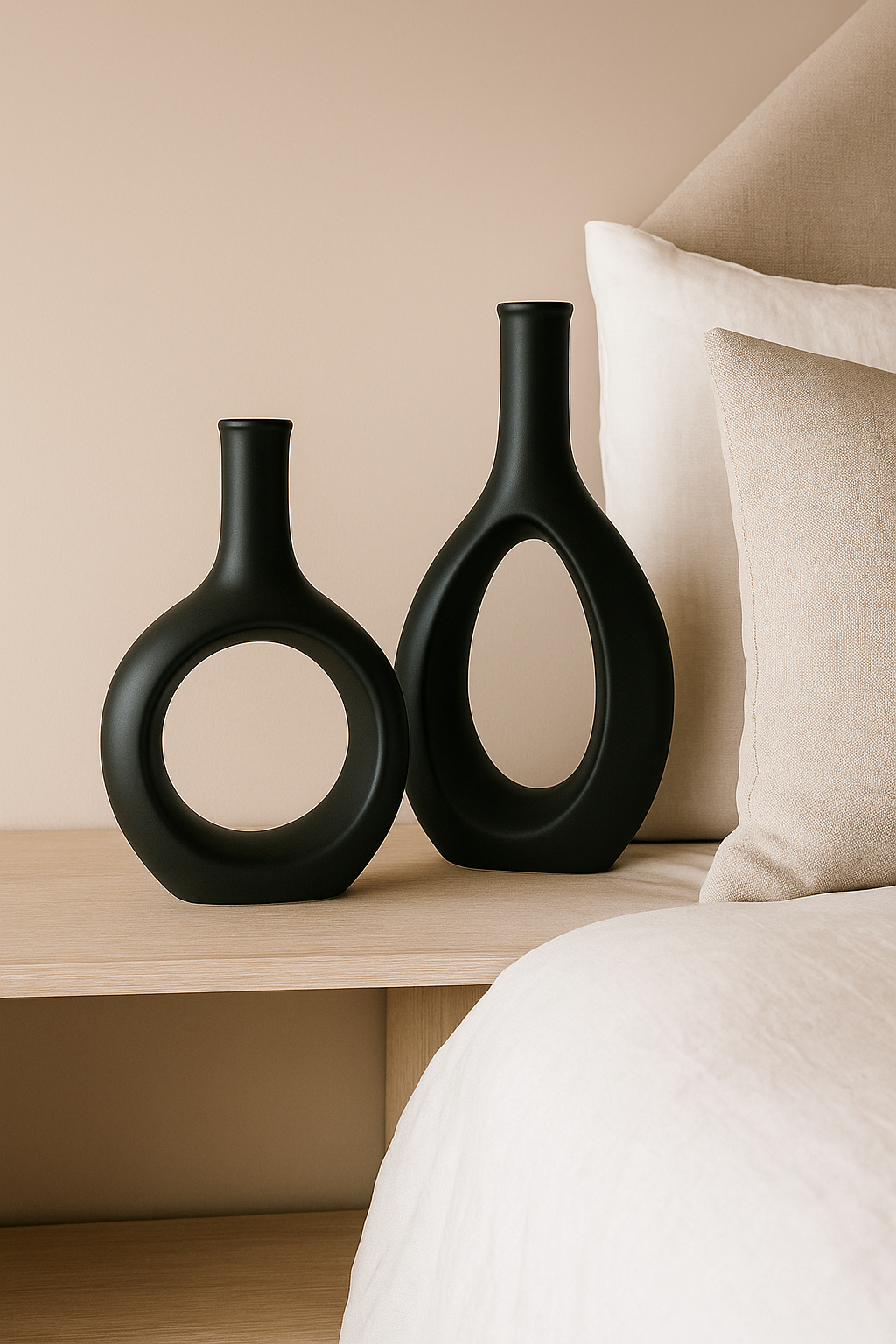 Modern Black Ceramic Sculptural Vase - Small