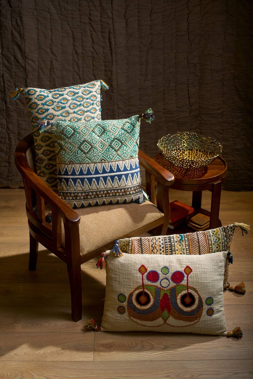 Symmetrical Embroidered Cushion with filler
