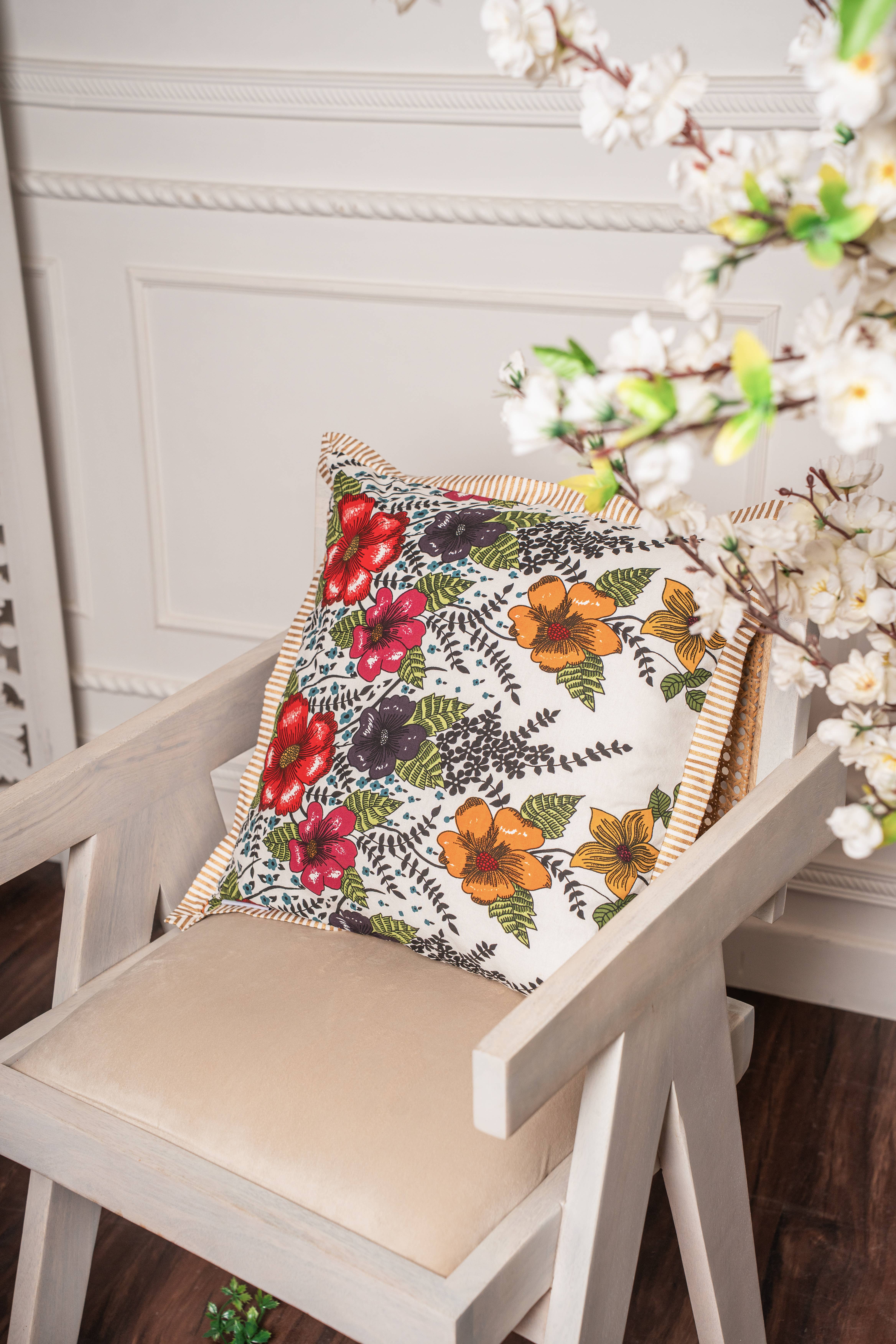 Vineyard Floral Cushion with filler 