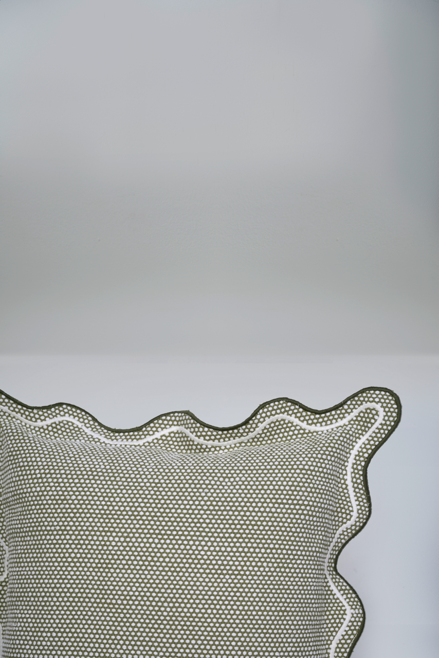 Pre-Order Sage Green Scallop Wave Cushion