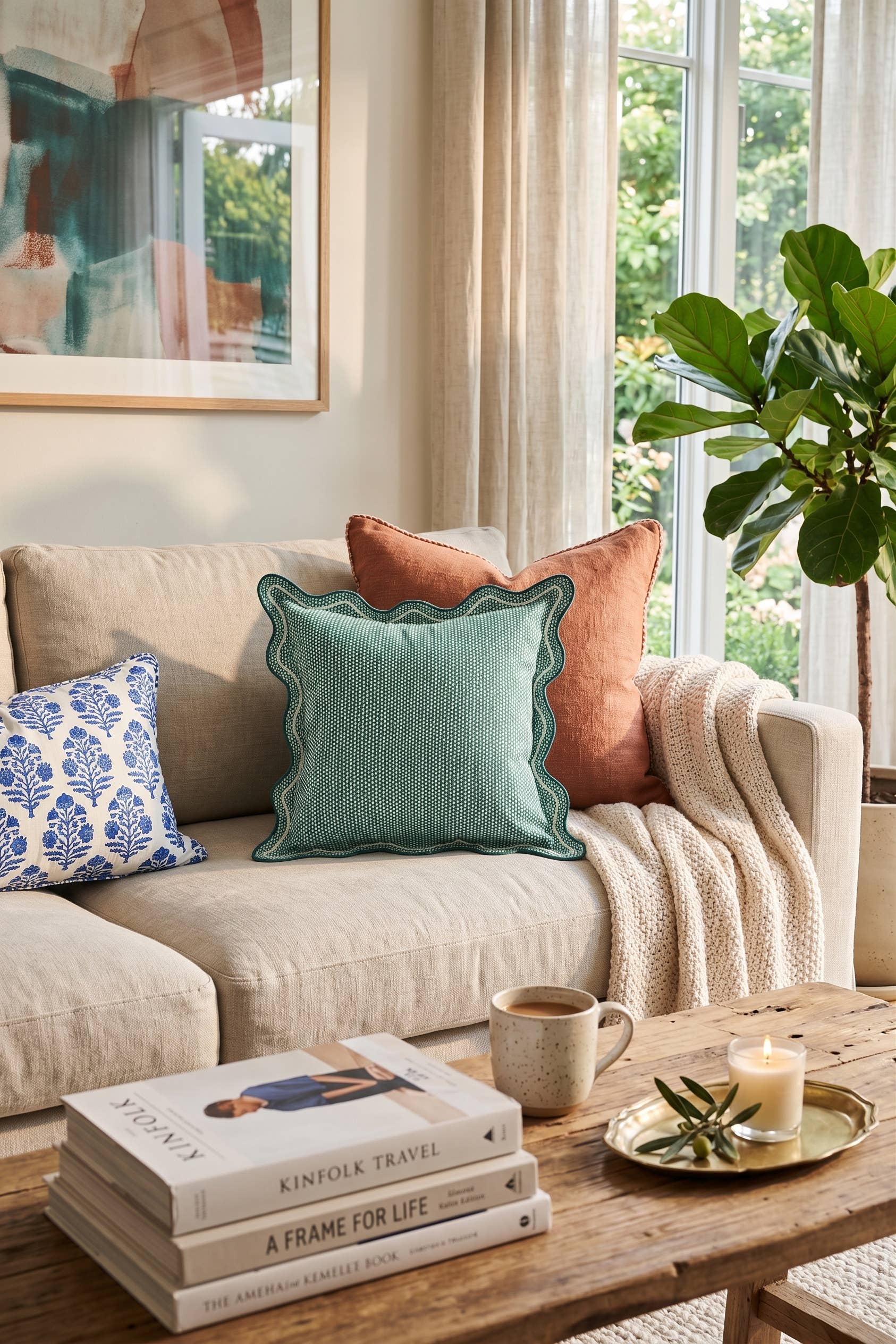 Pre-Order Teal Scallop Wave Cushion