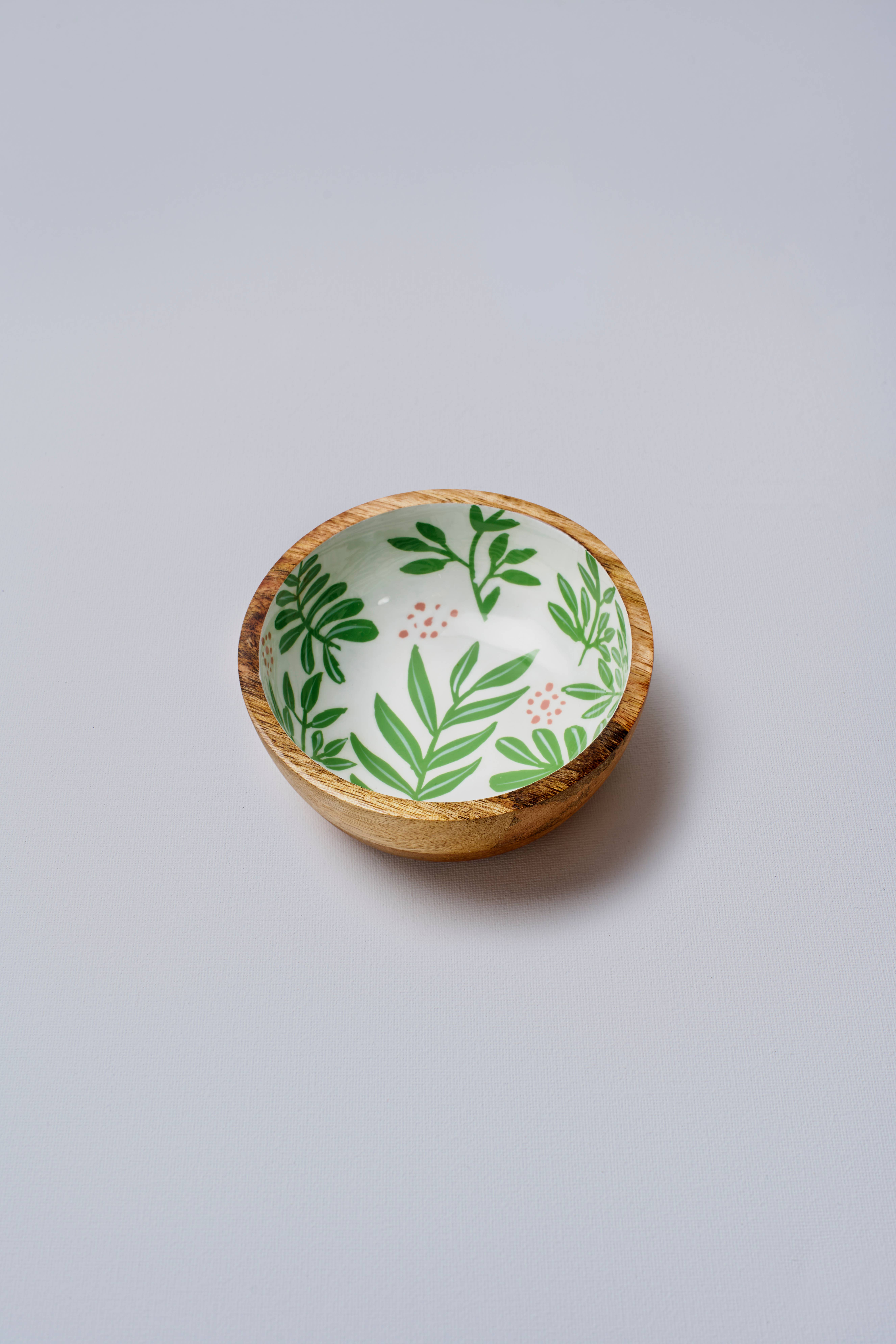 Tropical Foliage Wooden Small Bowl