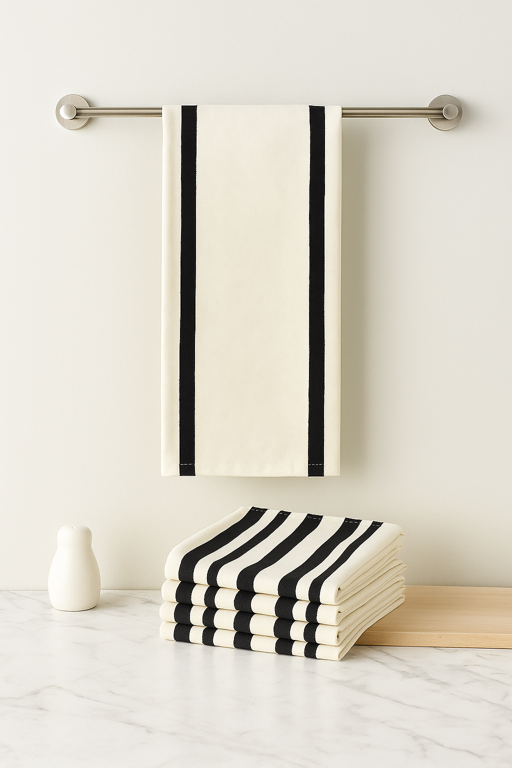 Minimalist Black Stripe Cotton Tea Towel (Set of 2)