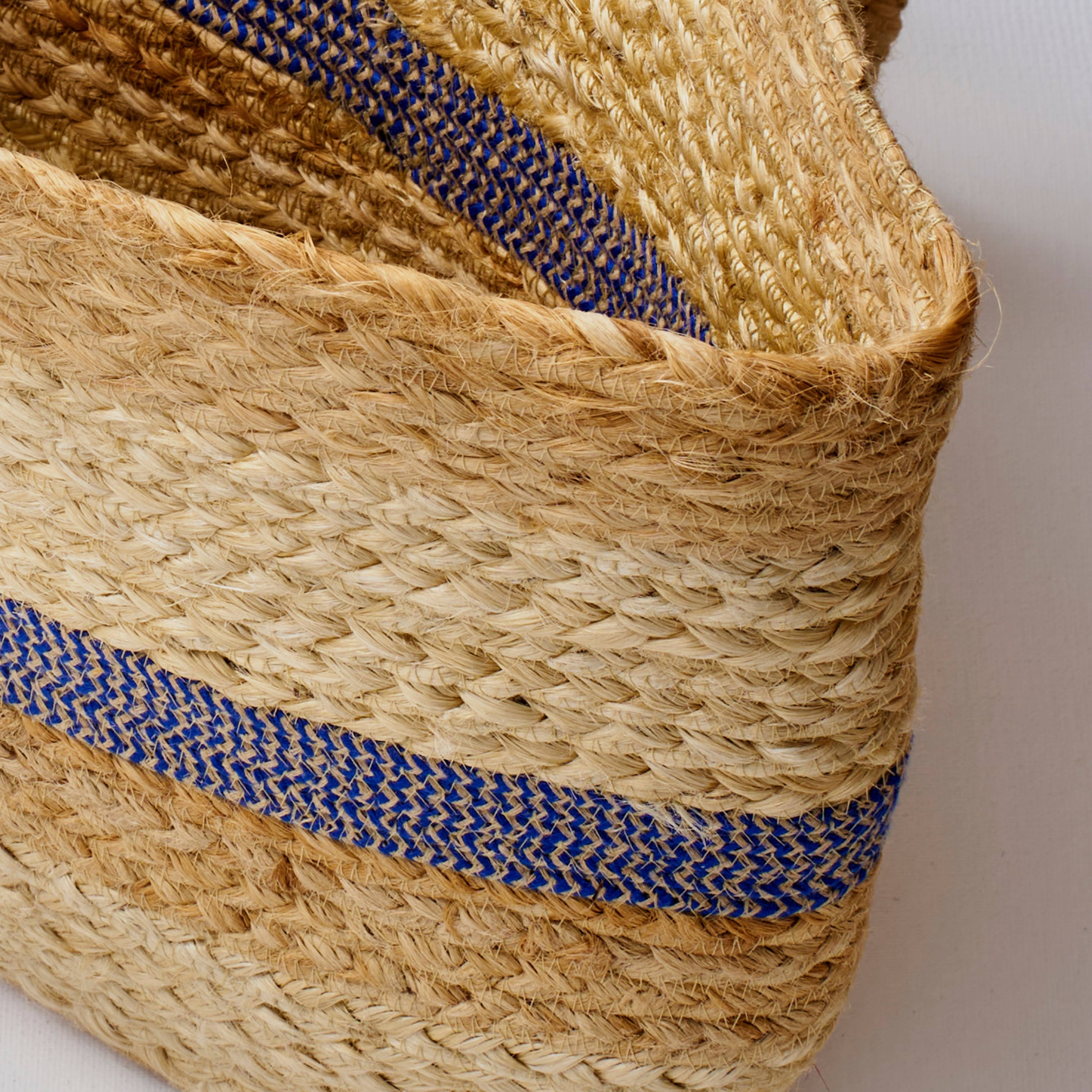 Striped Shoulder Bag with Braided Handles