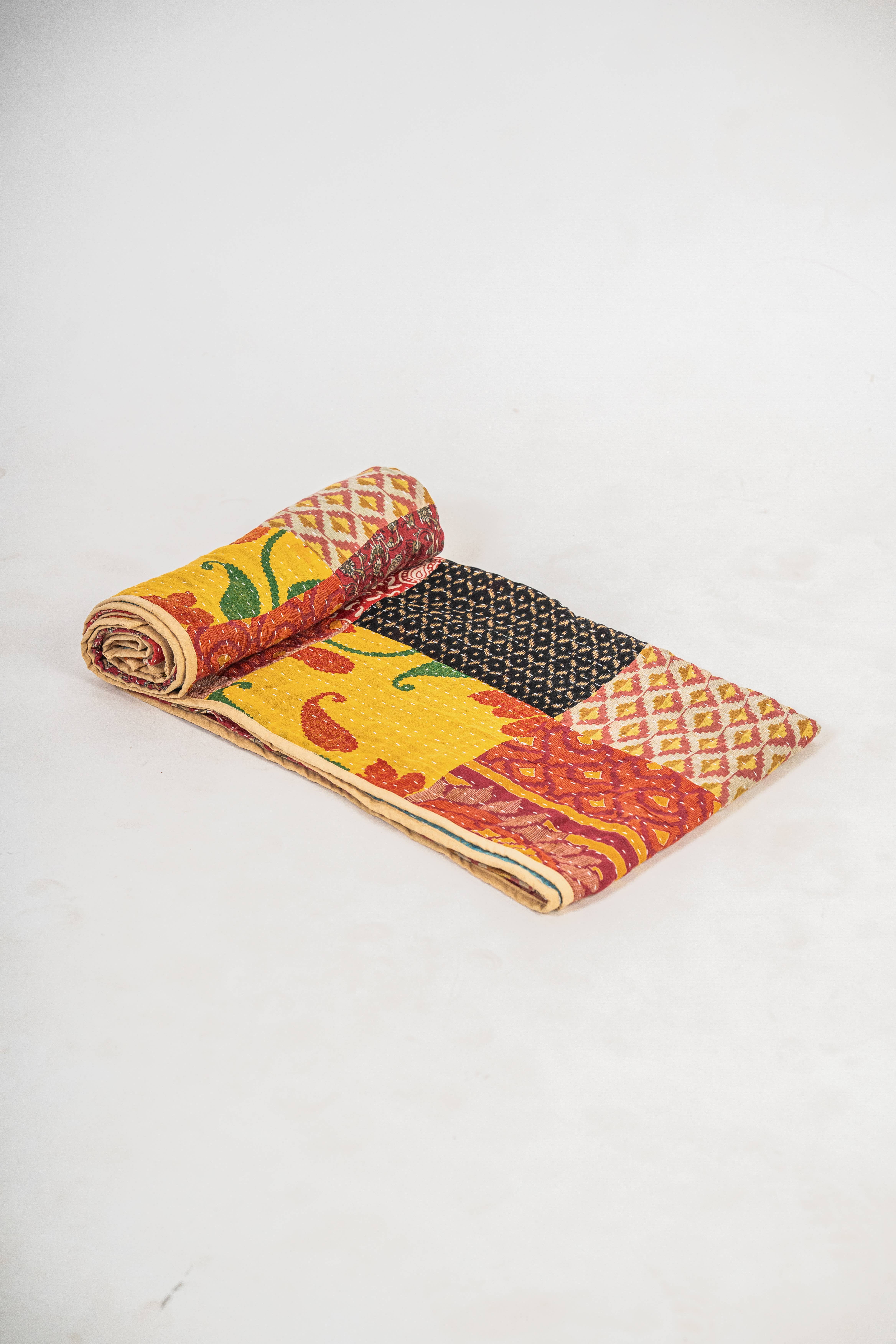 Vintage Kantha Throw Cream