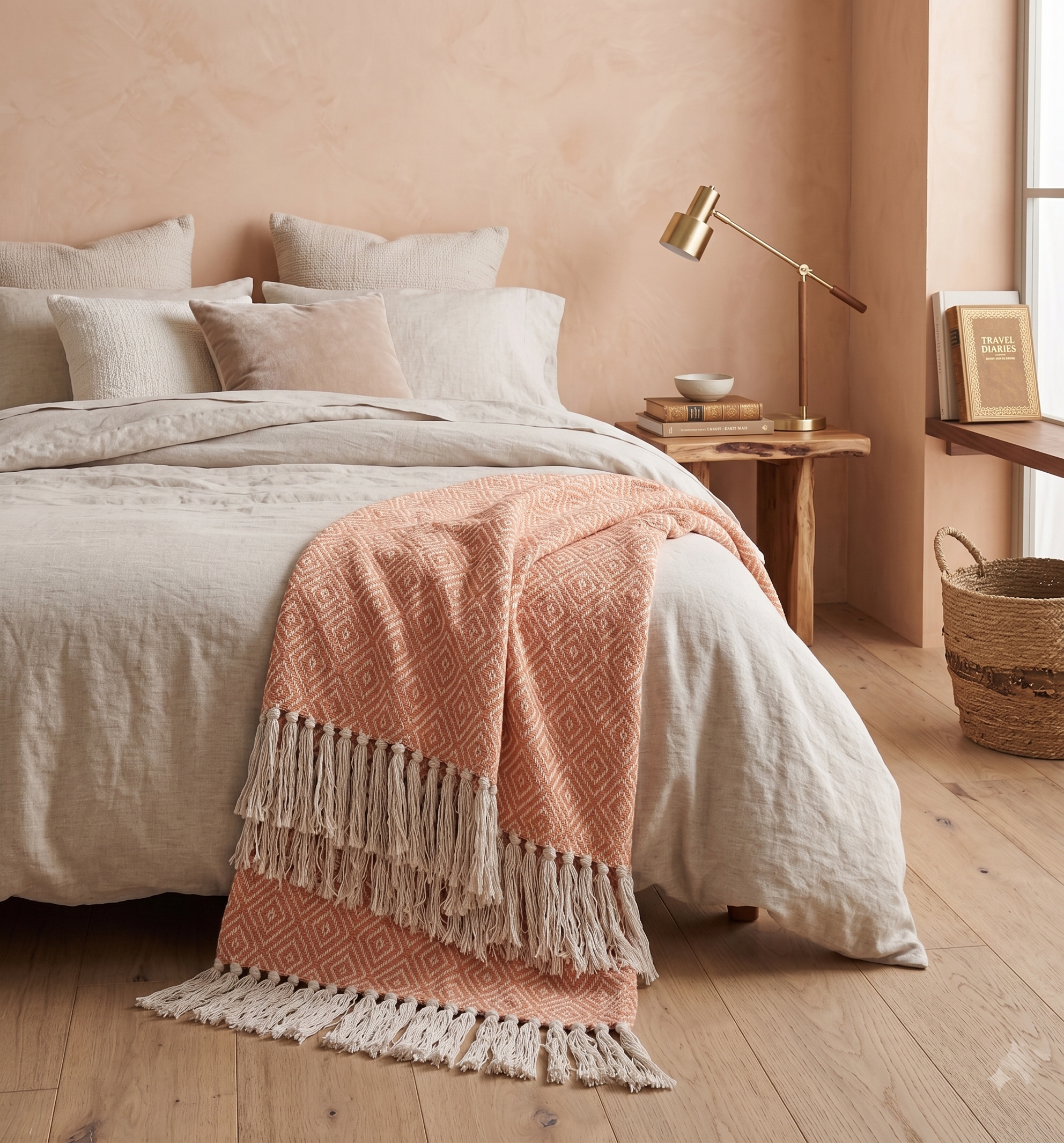 Pre-Order Diamond Cotton Throw Blanket – Rust Orange