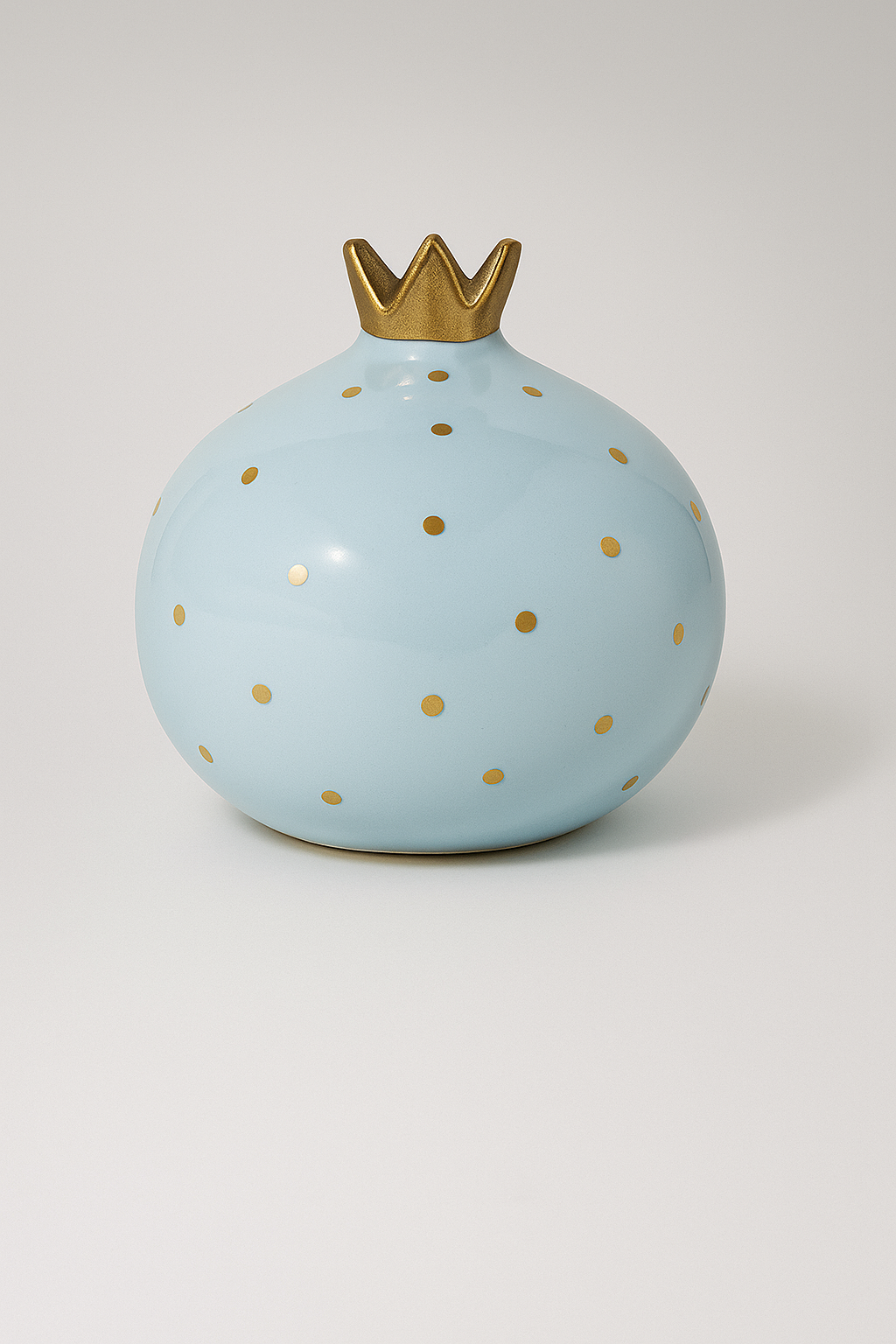 Frost Blue Pomegranate Vase Accent with Gold Detailing