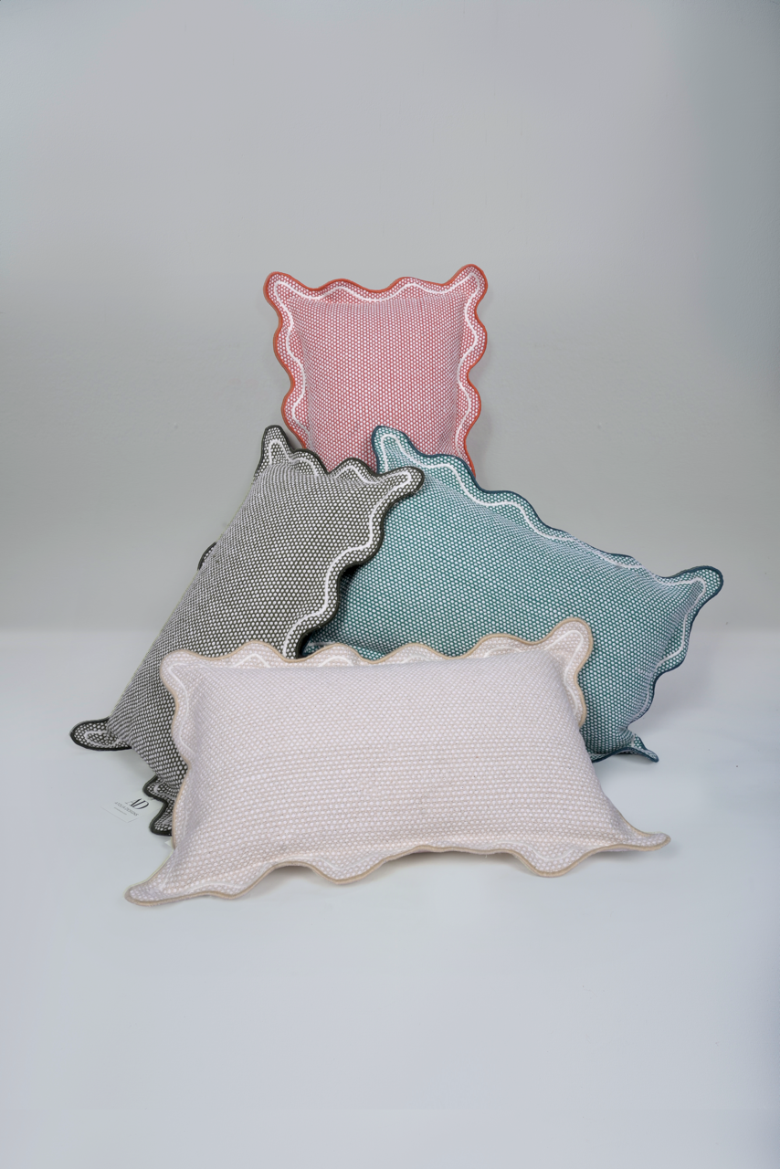 Sage Green Scallop Wave Lumbar Cushion