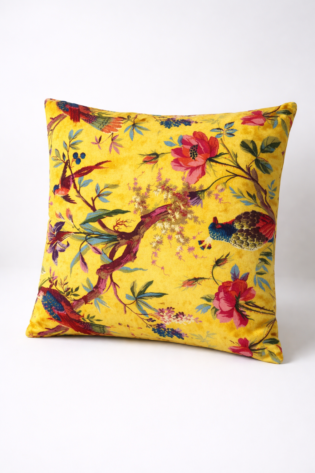 Yellow Cotton Velvet Cushion