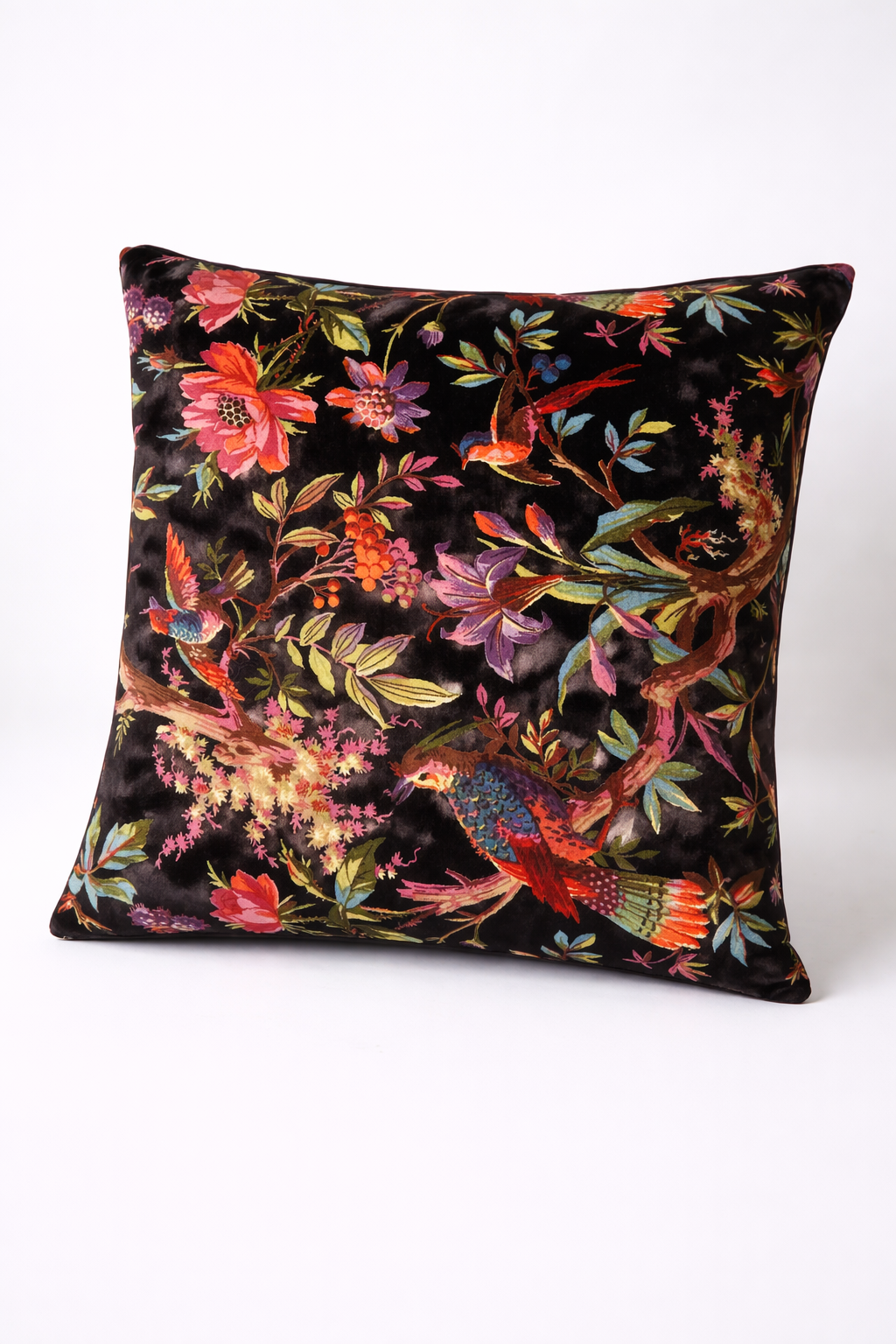Black Bird Cotton Velvet Cushion