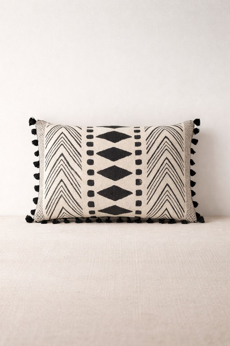 Handwoven Geometric Cushion with filler 