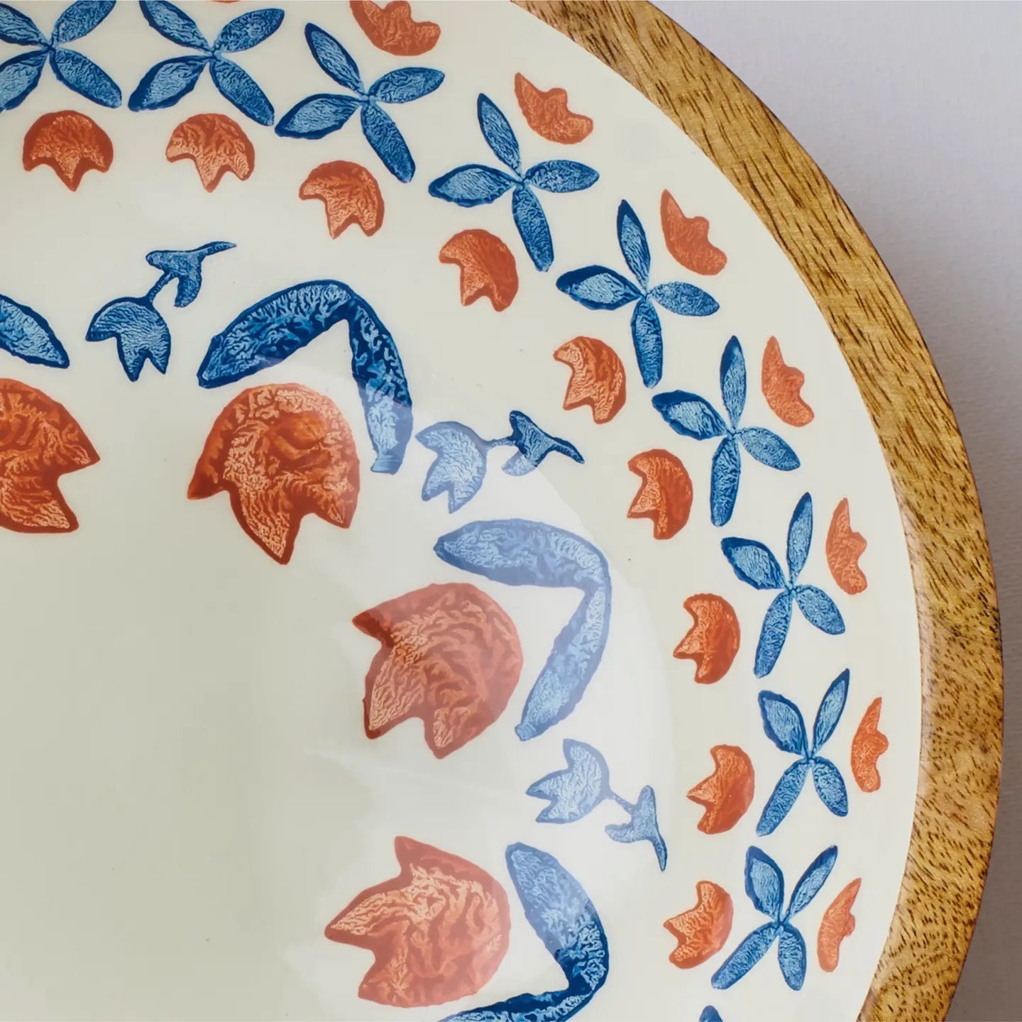 Retro Floral Wooden Bowl