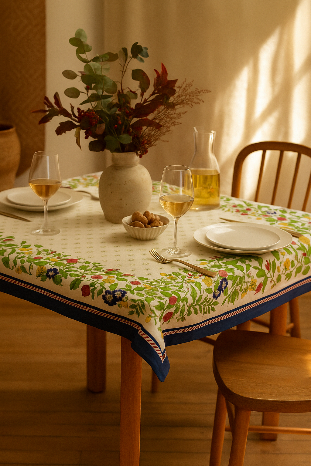 Windsor Floral Tablecloth - Hand Block Print