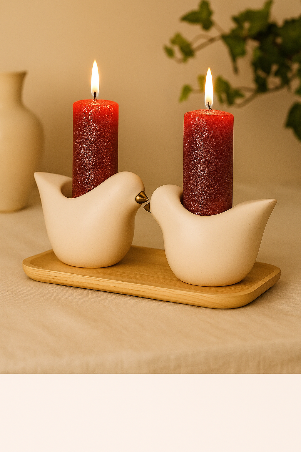 Ivory Bird Candle Holder – Artisan Handmade Accent