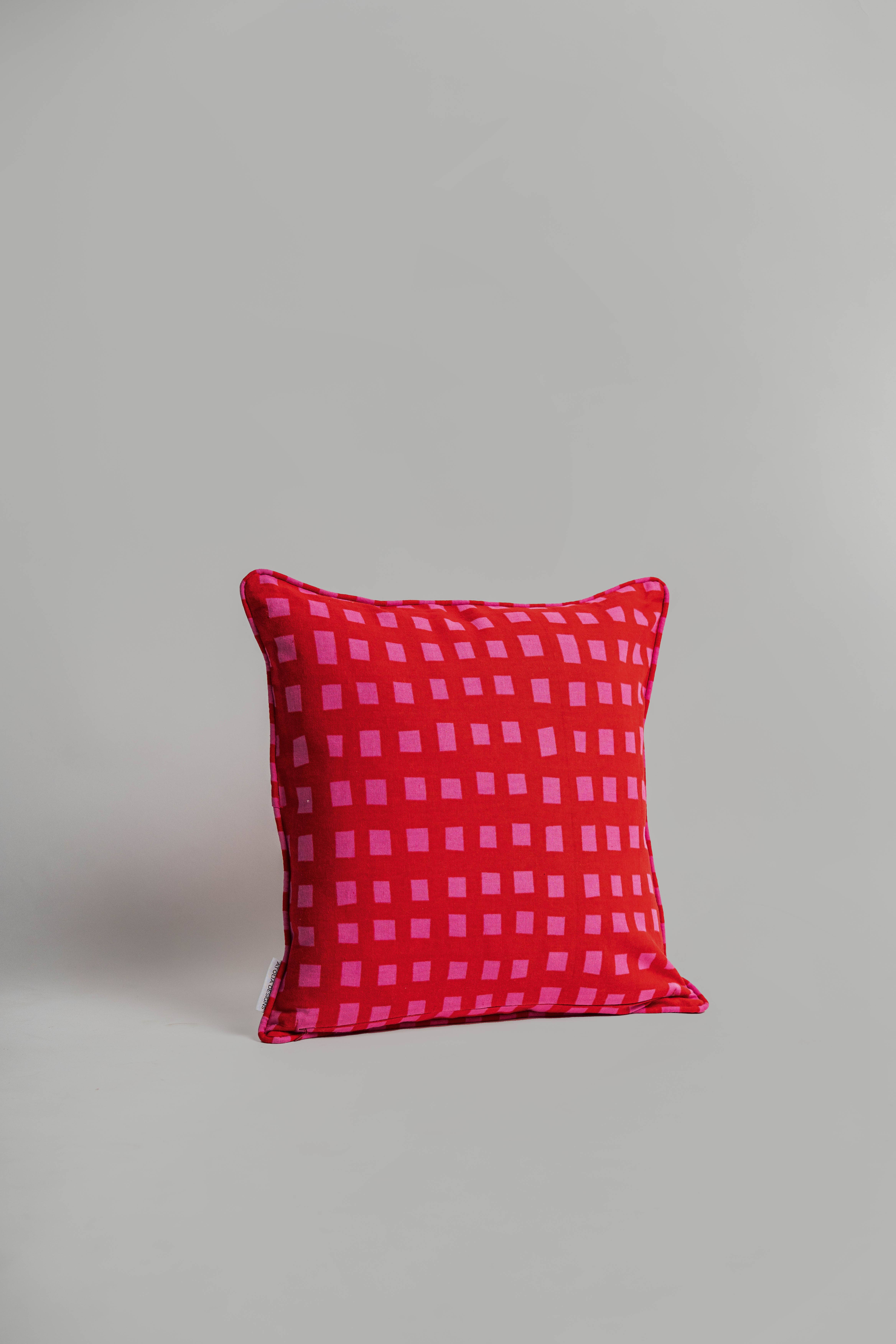 Merry Berry Checks Cushion with filler