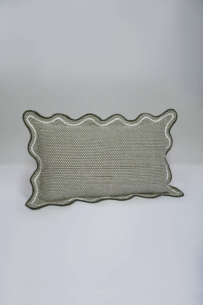 Sage Green Scallop Wave Lumbar Cushion