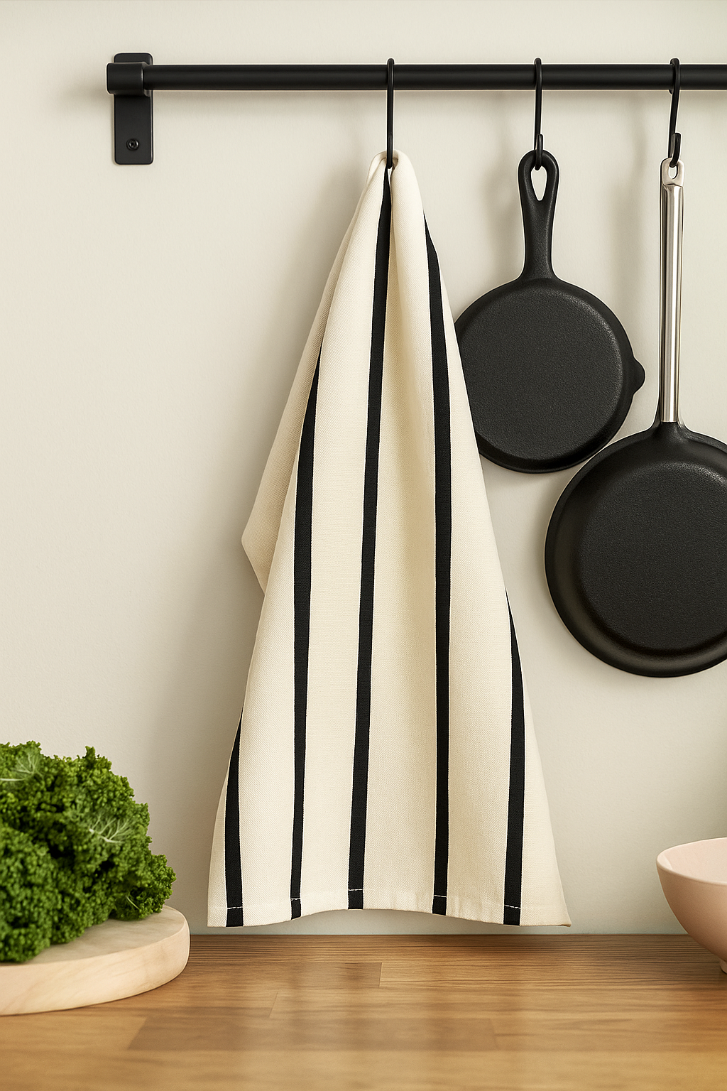 Minimalist Black Stripe Cotton Tea Towel (Set of 2)