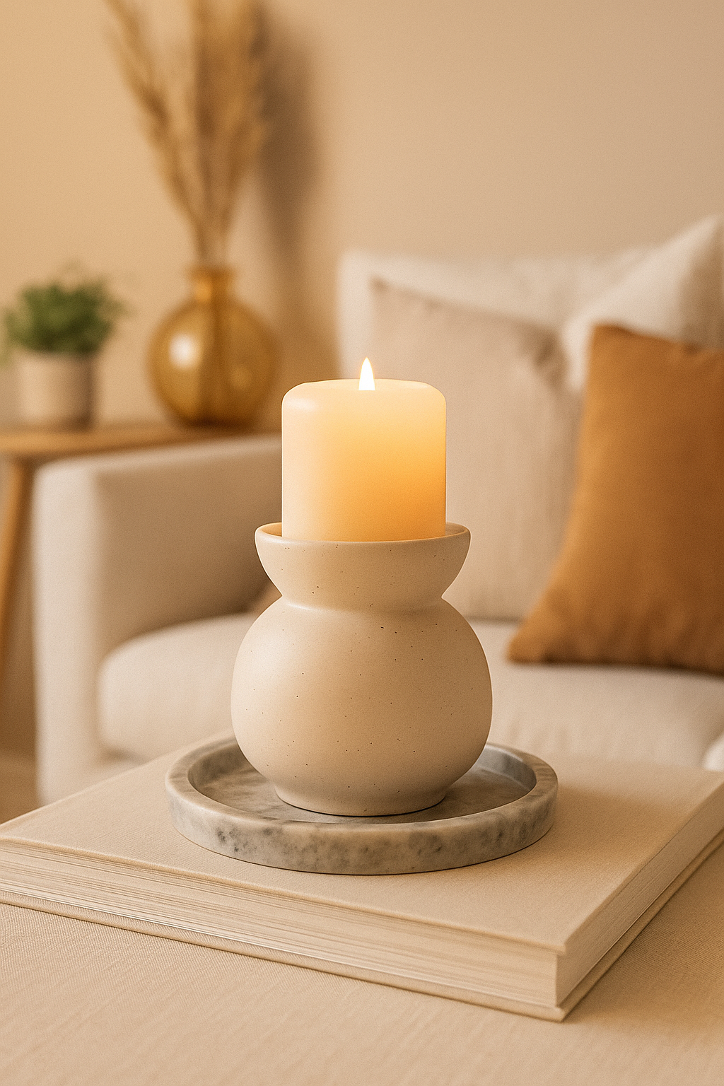 Speckled Stoneware Candle Stand