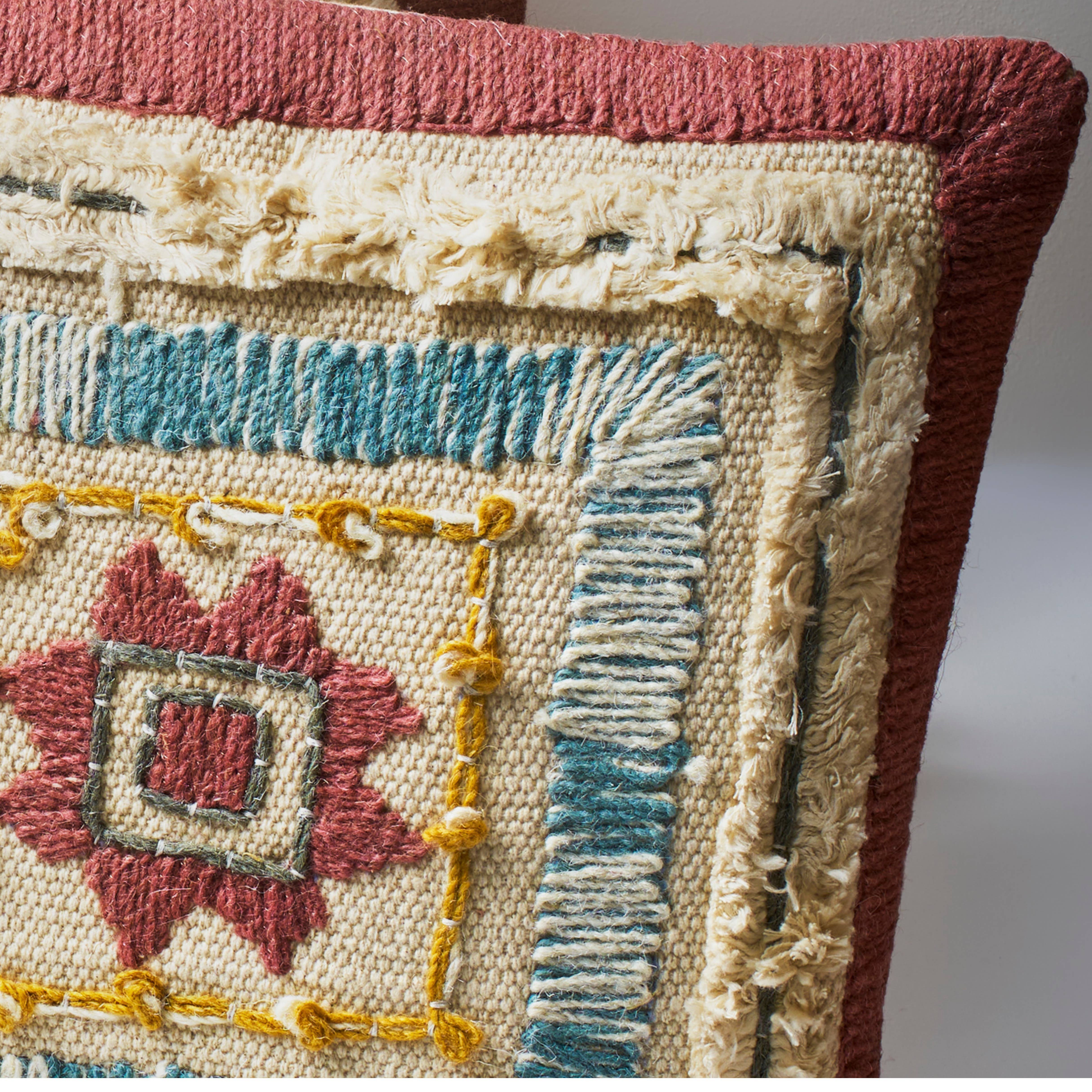 Multicolor Embroidery Cotton Cushion with filler- Small