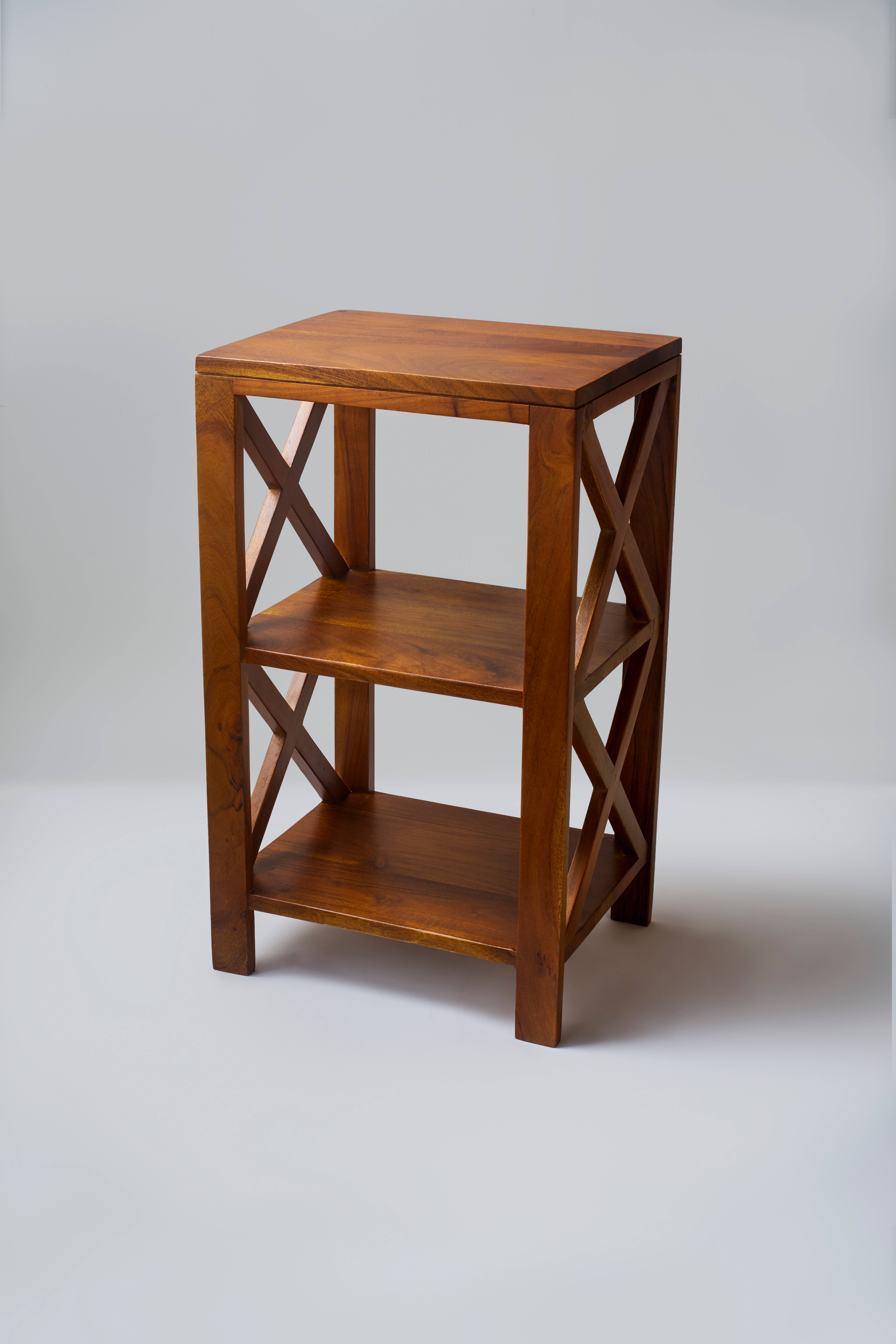 Wooden Side End Table with Storage