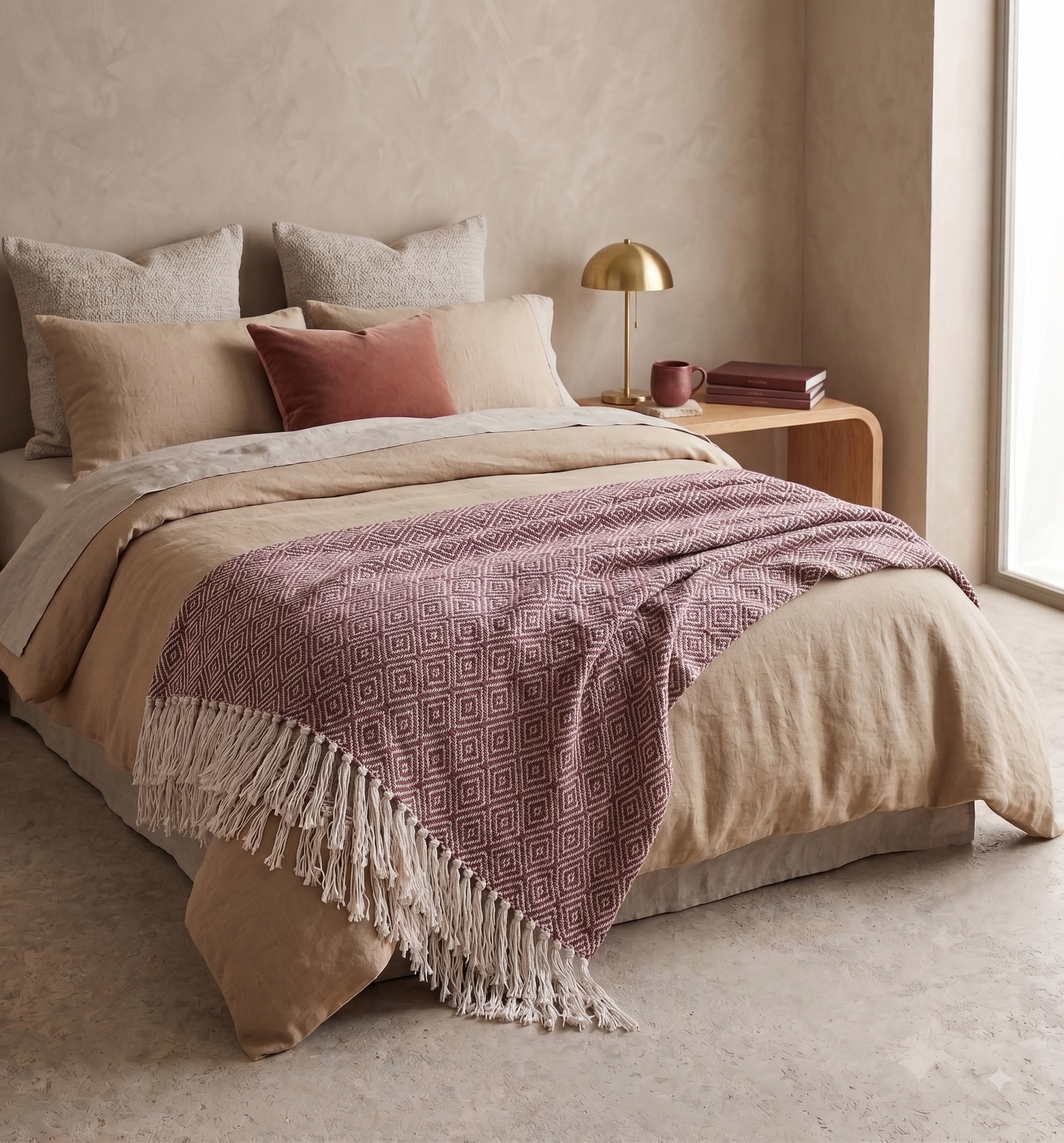 Pre-Order Plum Diamond Cotton Throw