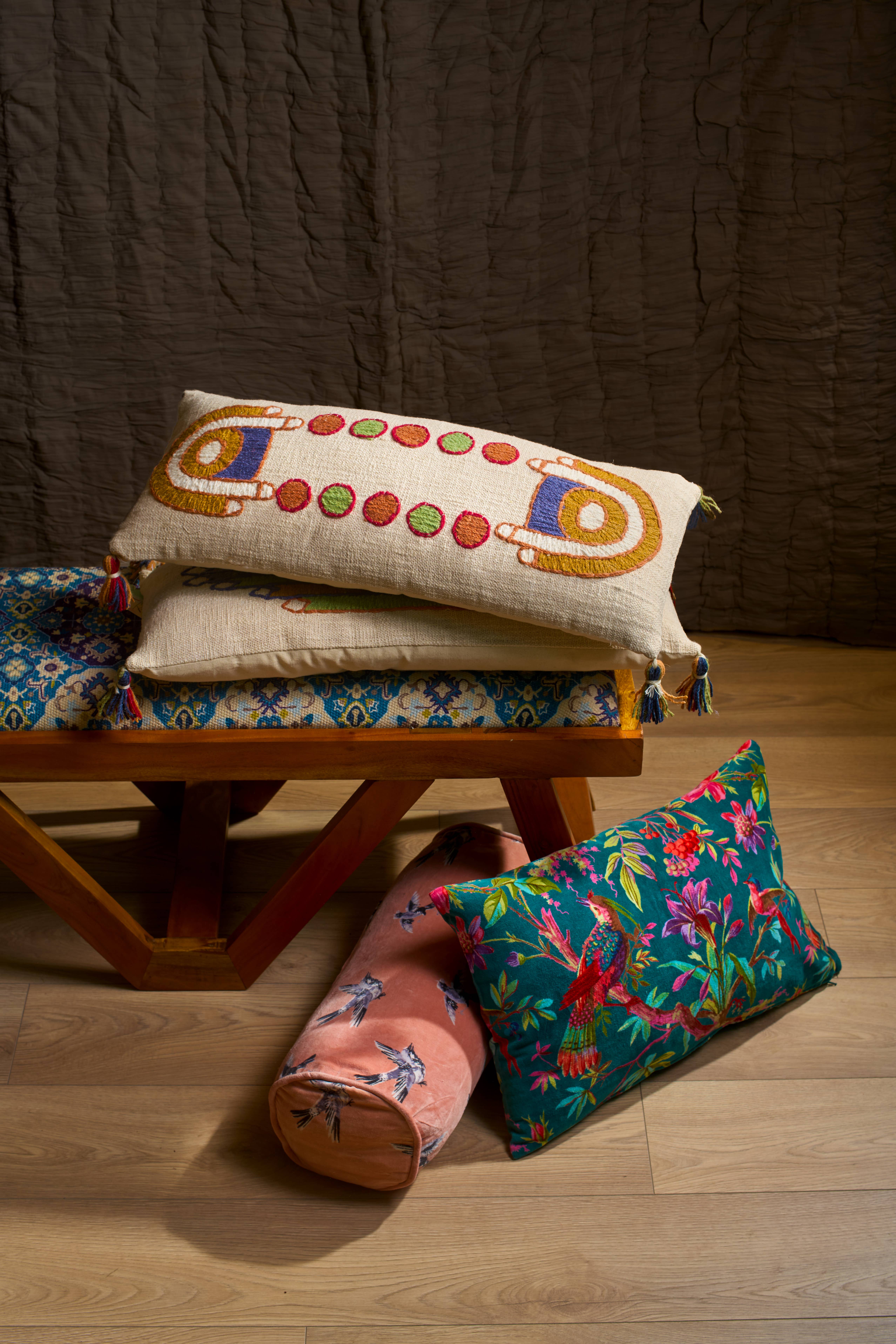 Symmetry Bloom Embroidered Cushion with filler