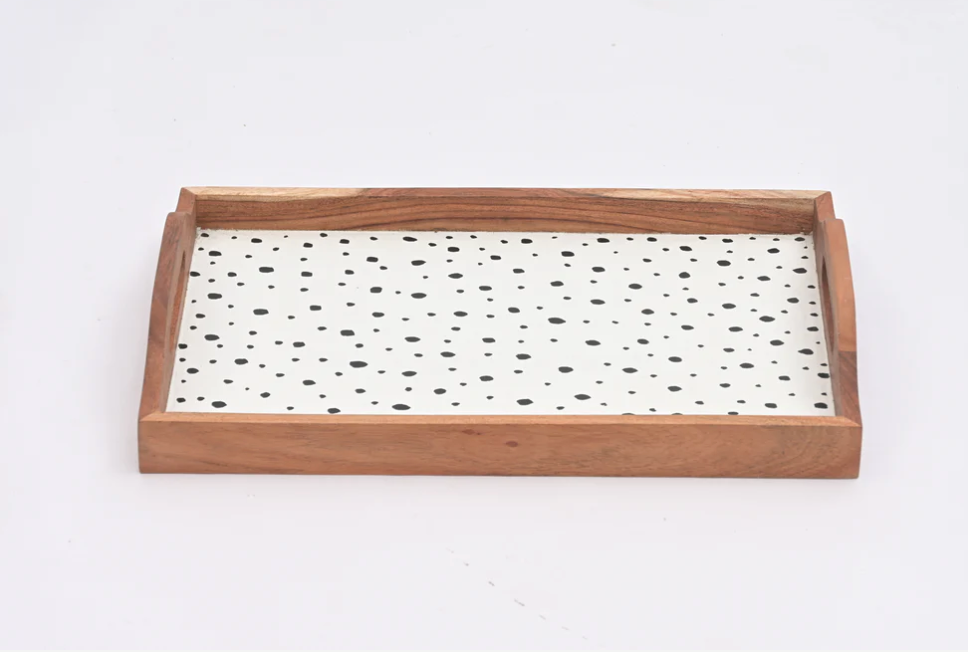 Monochrome Dots Tray with handles