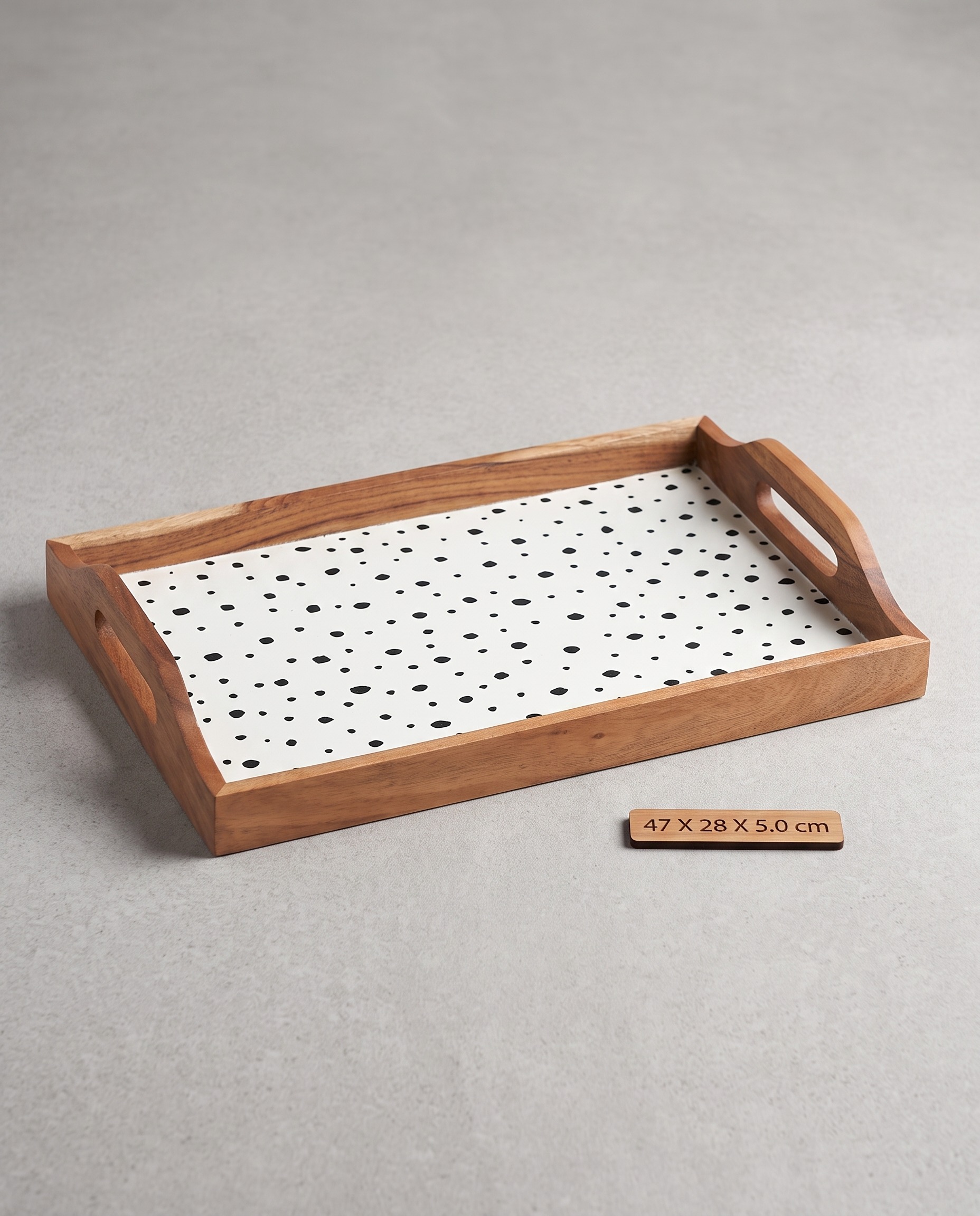 Monochrome Dots Tray with handles