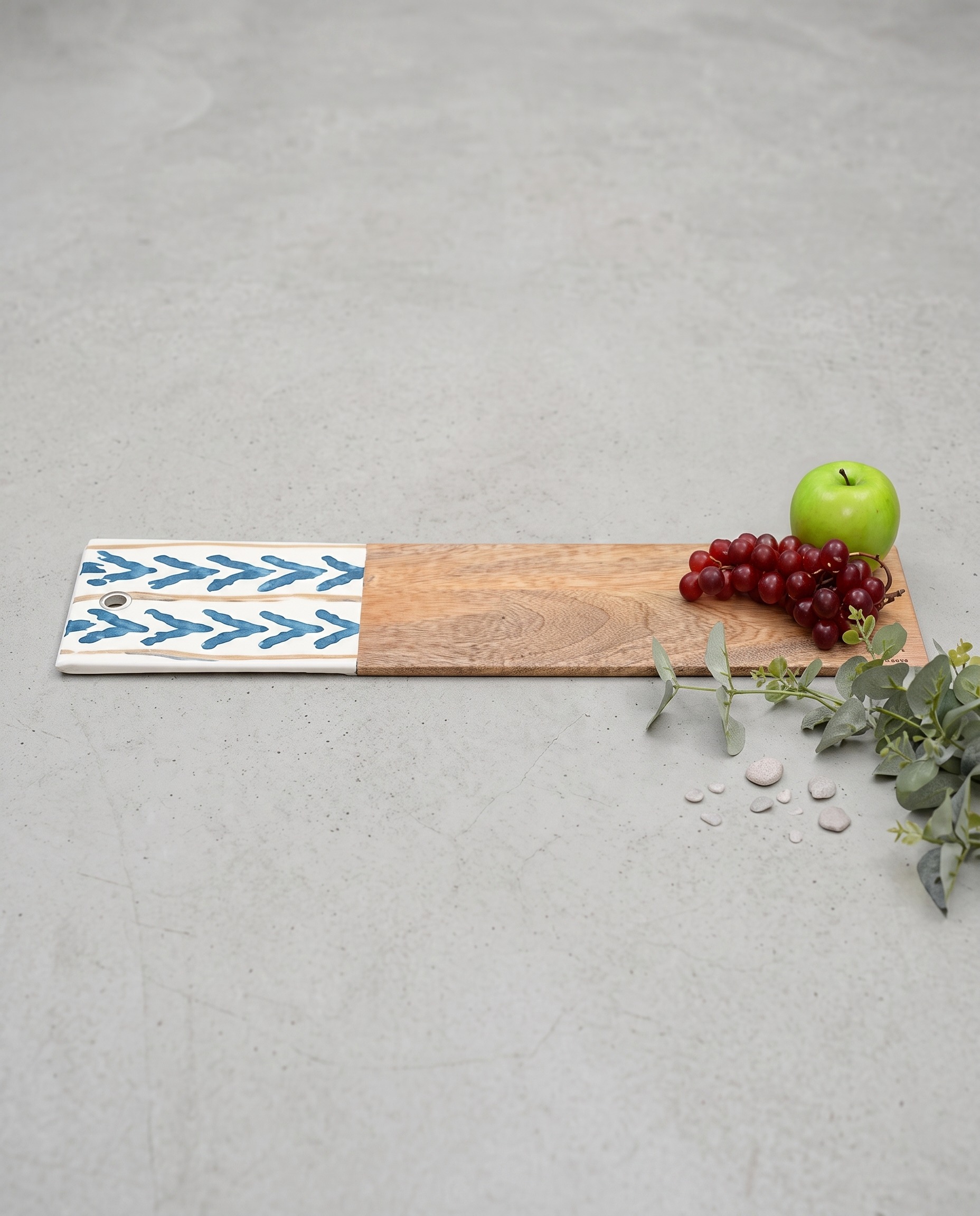 Coastal Blue Chevron Inset Wooden Grazing Board