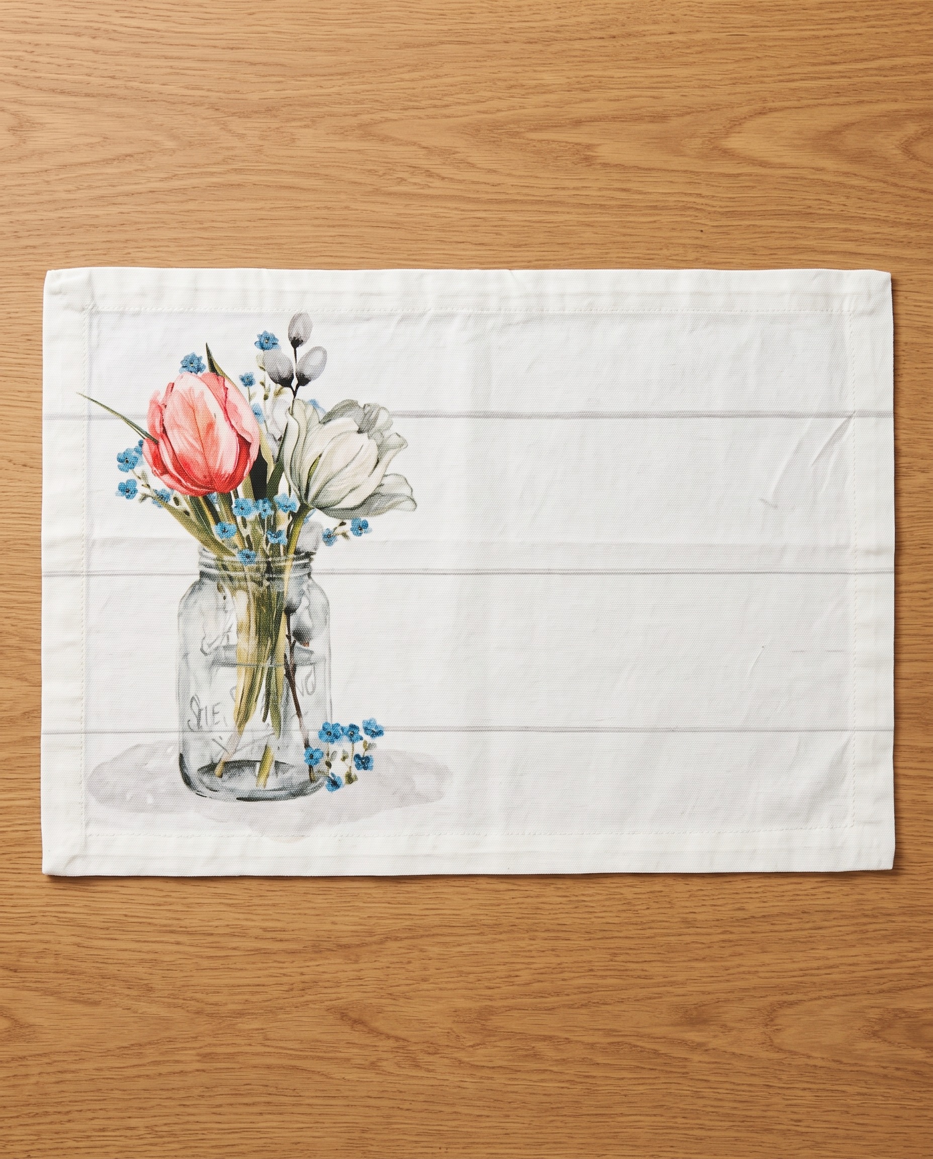 Spring Mason Jar Bouquet Cotton Placemat