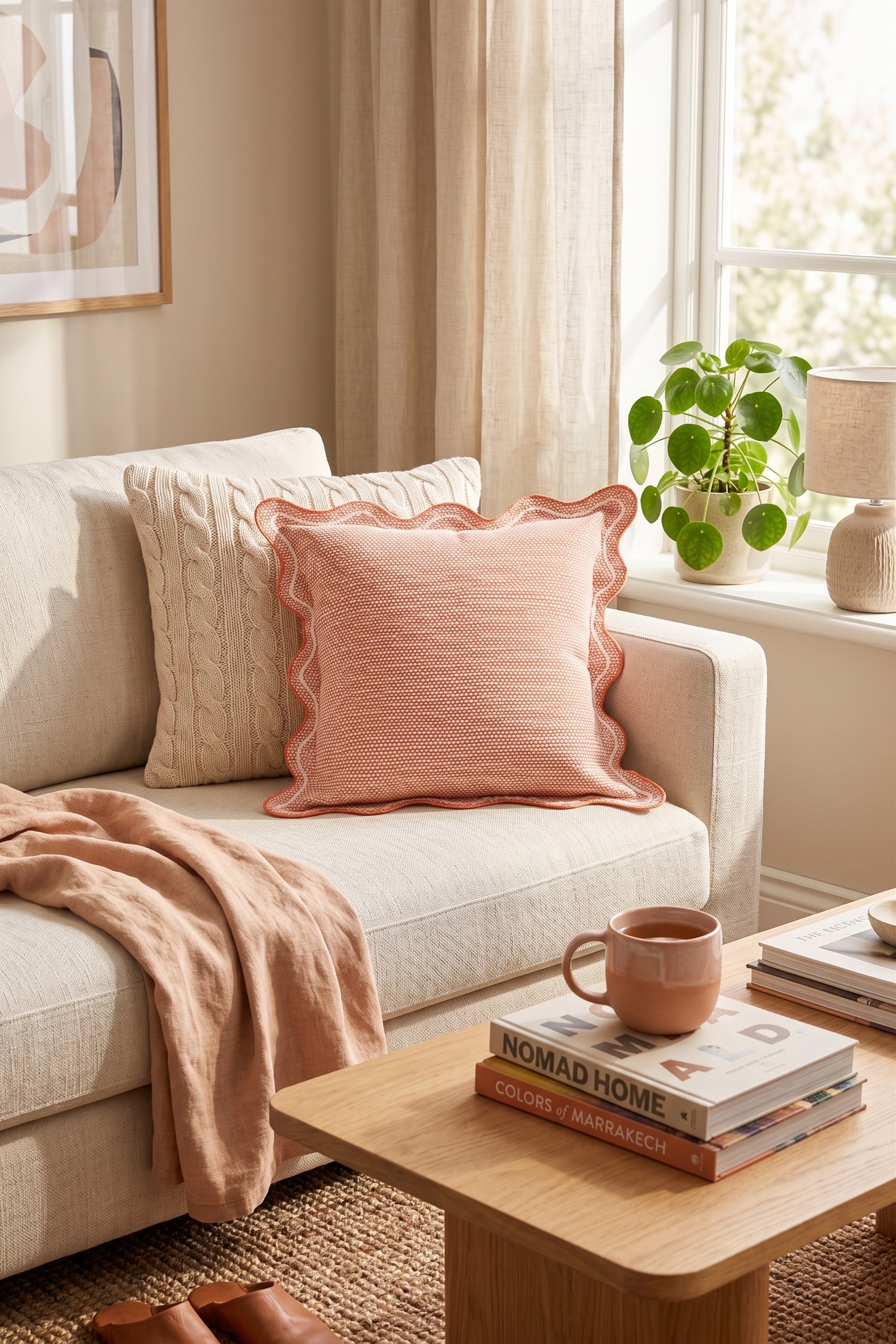 Pre-Order Rust Orange Scallop Wave Cushion